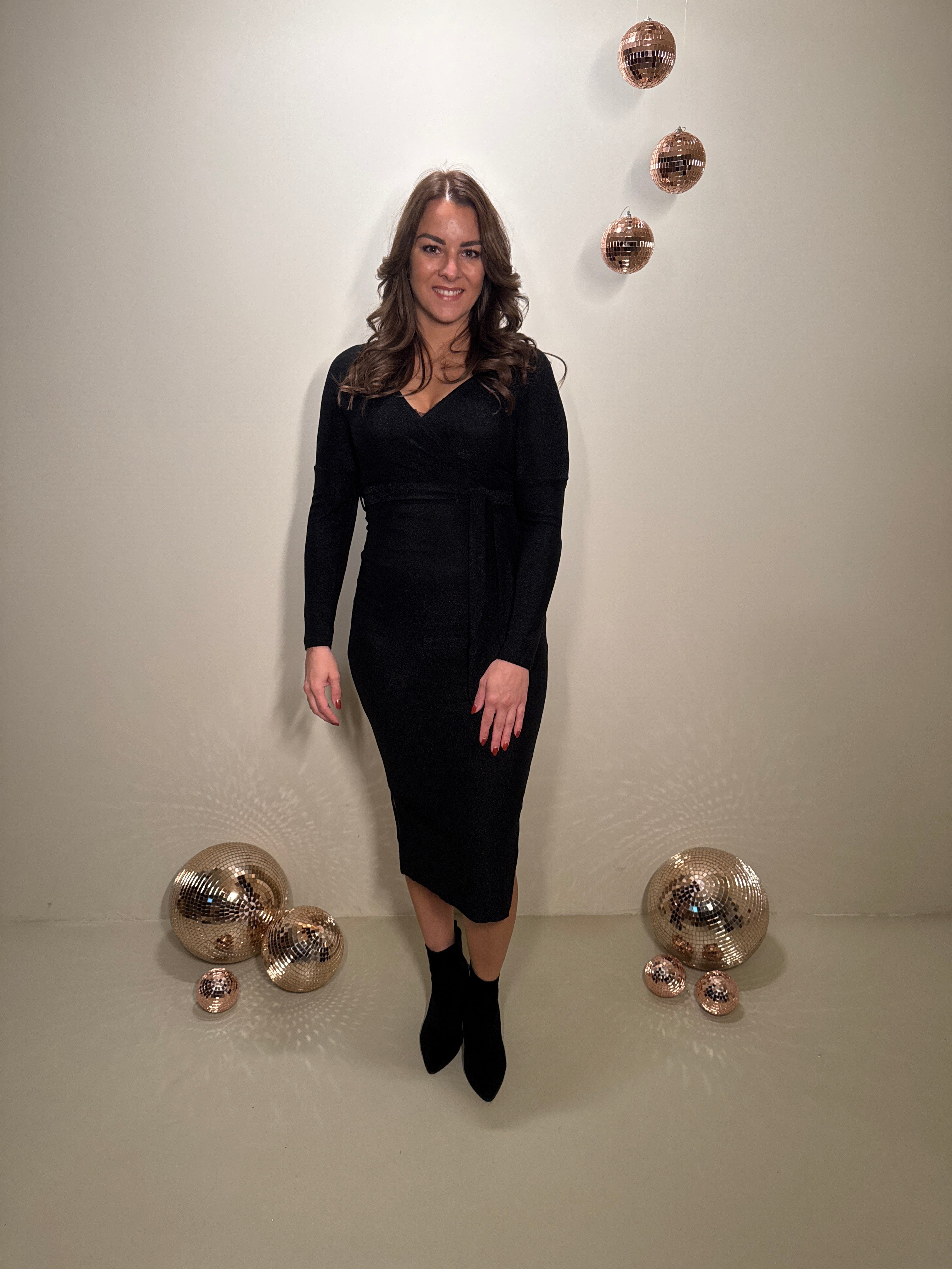 JF Exclusive Elin Glitter Jurk Zwart