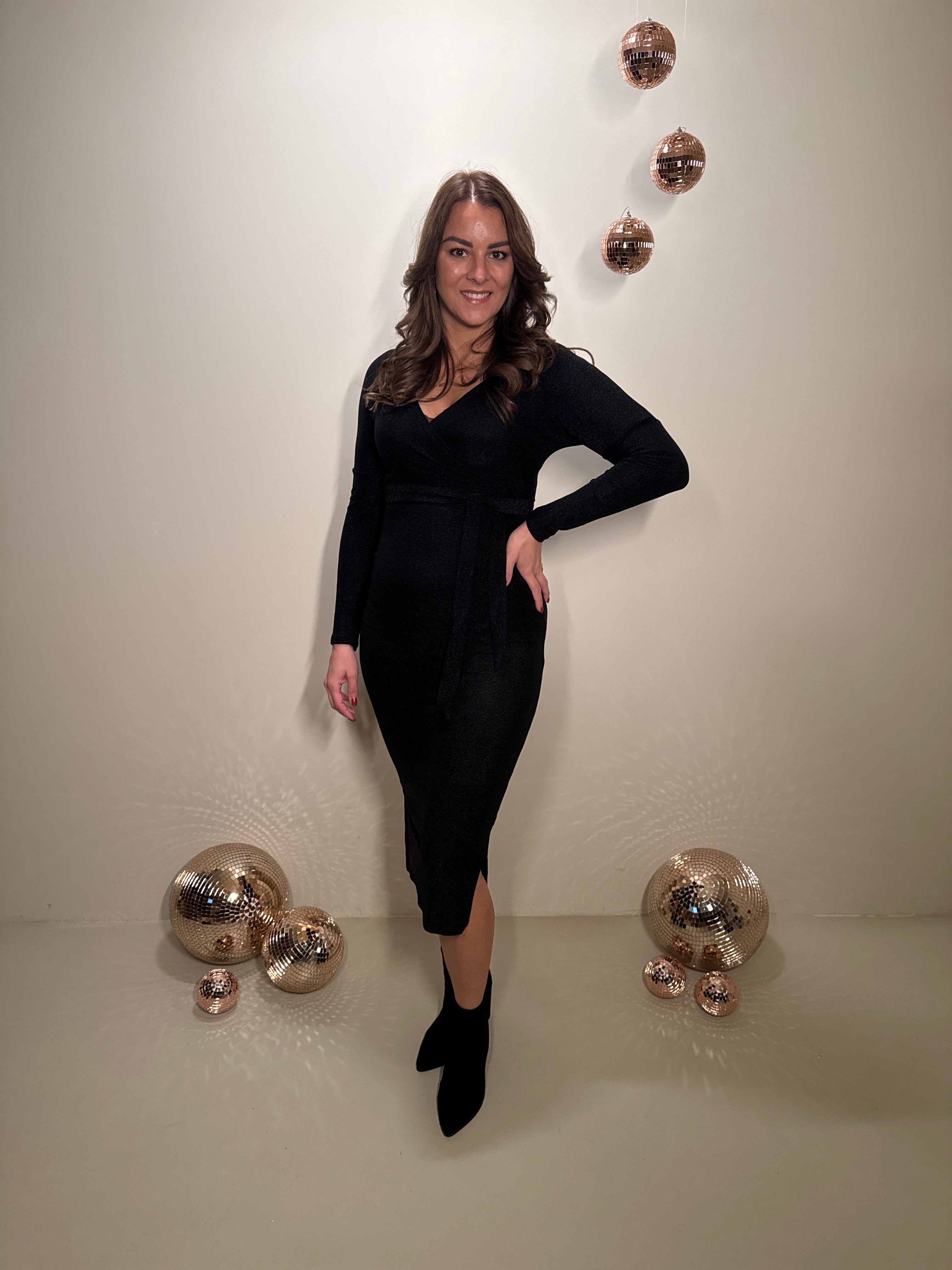 JF Exclusive Elin Glitter Jurk Zwart