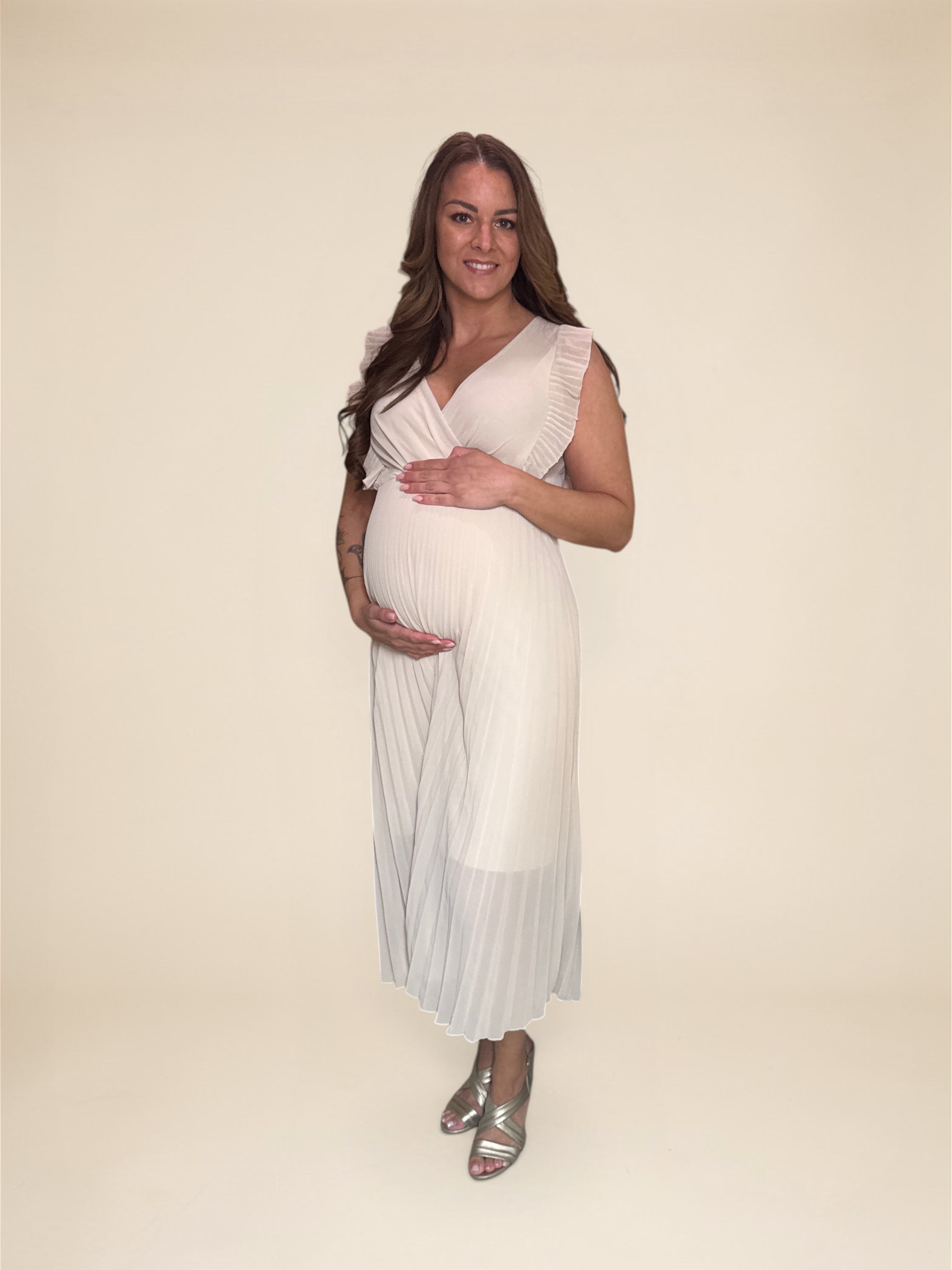 Plissé Jurk Ise Beige