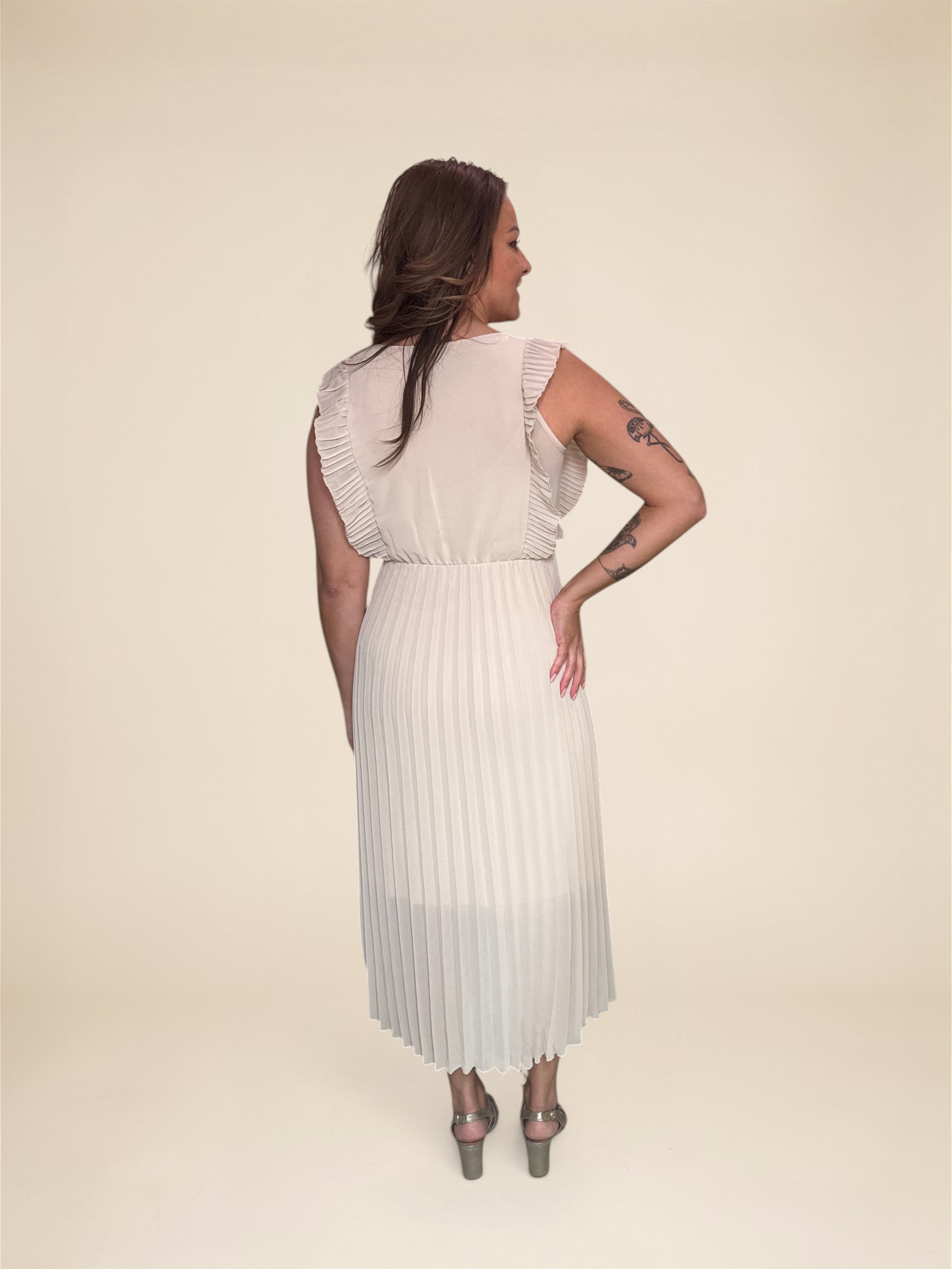 Plissé Jurk Ise Beige