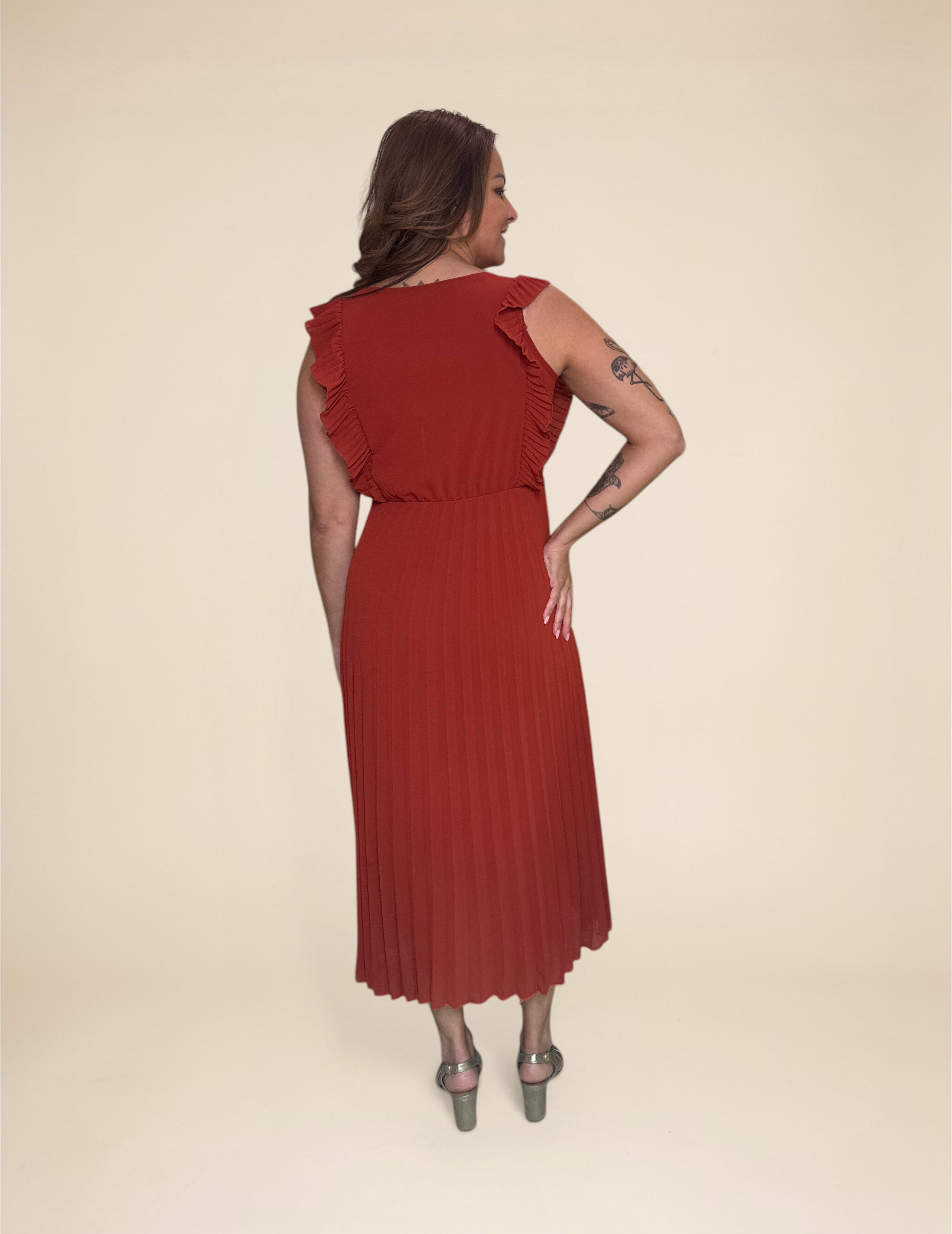 Plissé Jurk Ise Roest