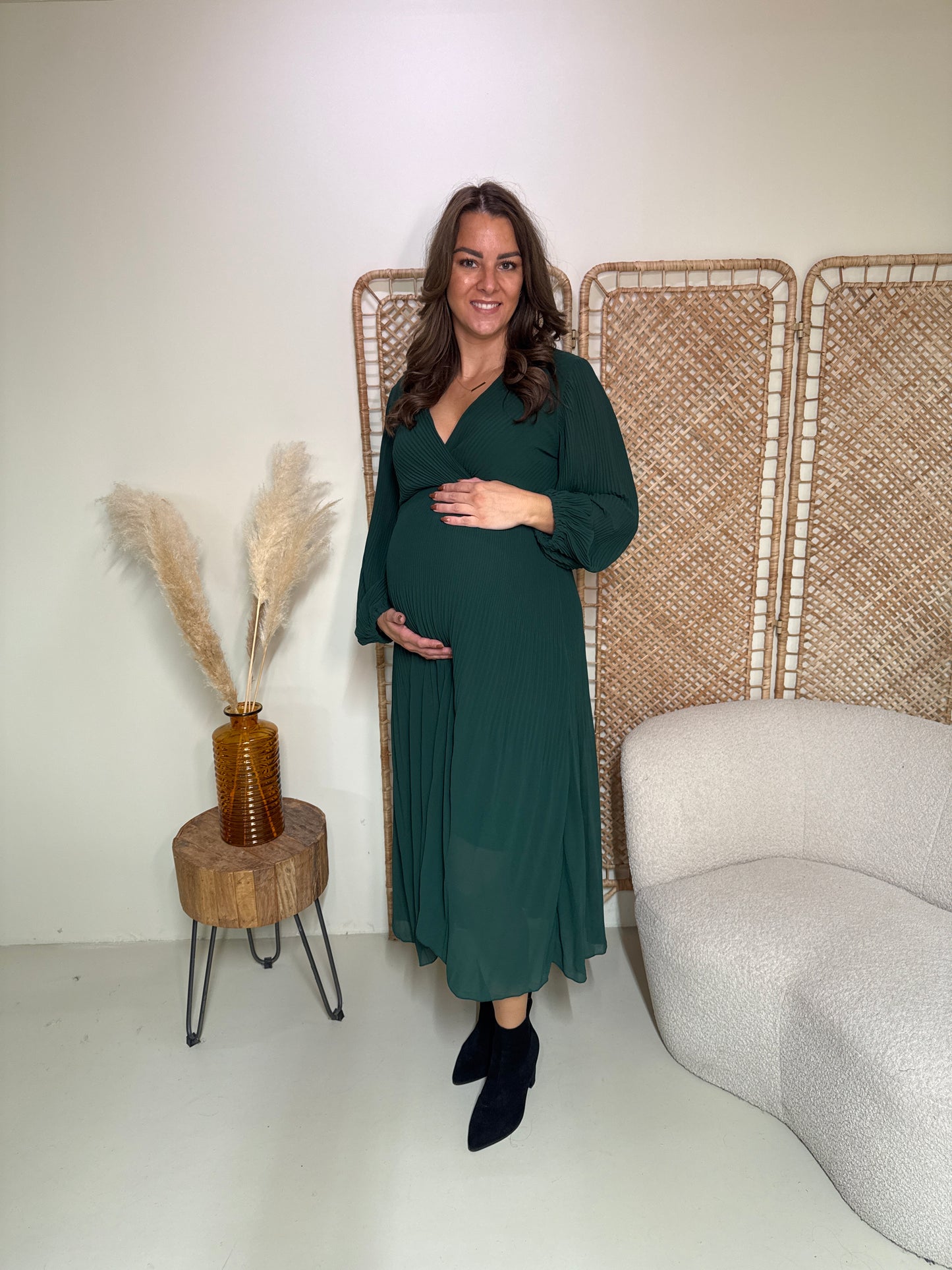 Plissé Jurk Linde Groen