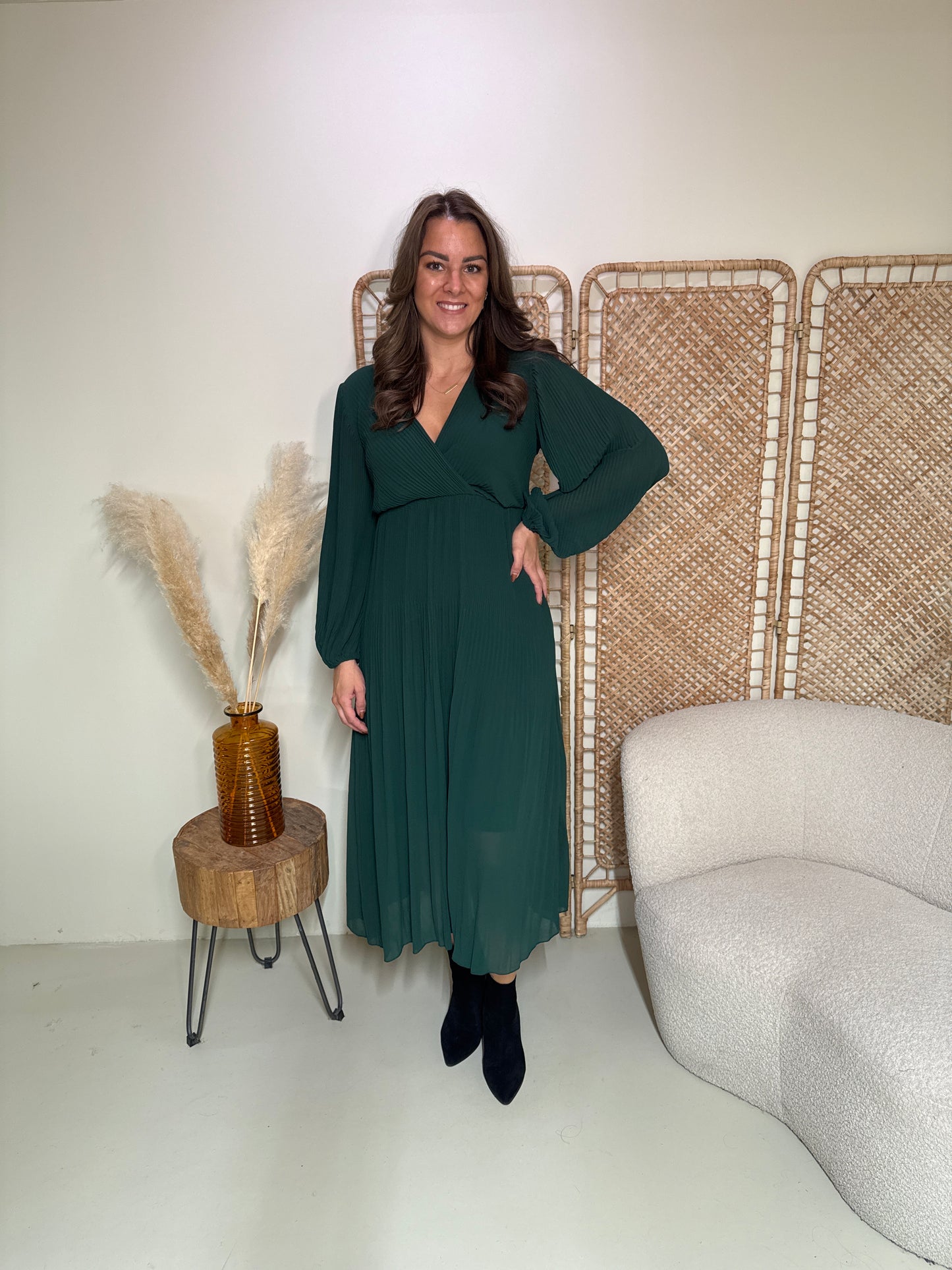 Plissé Jurk Linde Groen