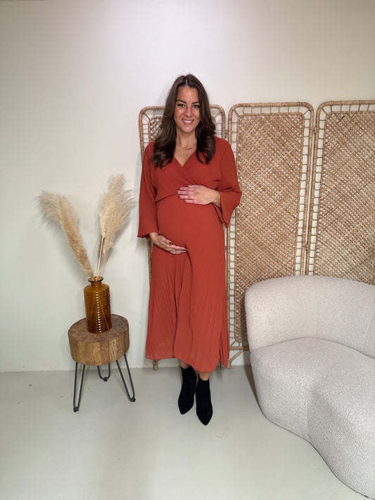 Plissé Jurk Linde Roestbruin