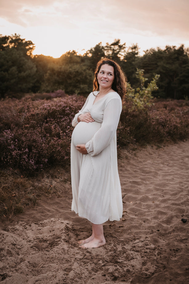 Plissé Jurk Linde Beige