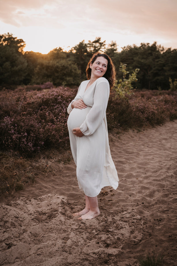 Plissé Jurk Linde Beige