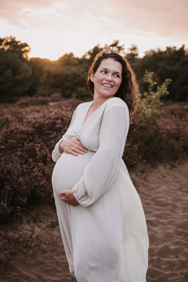 Plissé Jurk Linde Beige