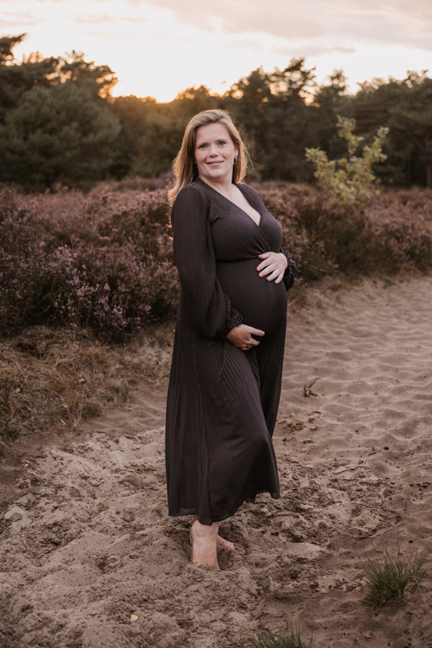 Plissé Jurk Linde Bruin