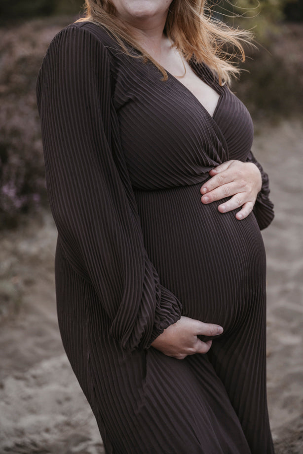 Plissé Jurk Linde Bruin