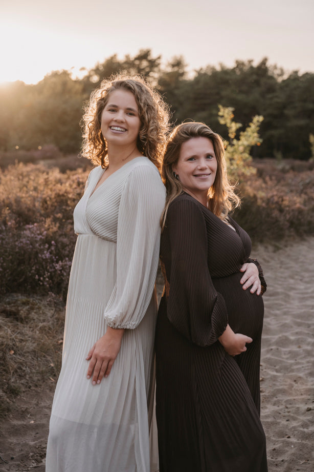 Plissé Jurk Linde Beige