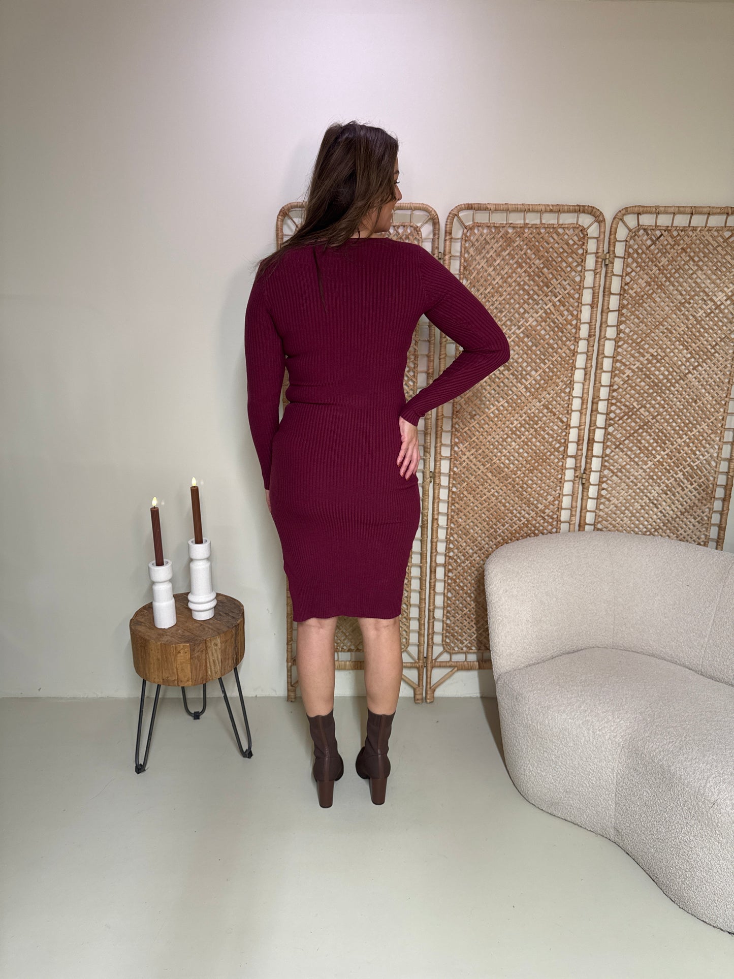 Rib Jurk Milou Bordeaux