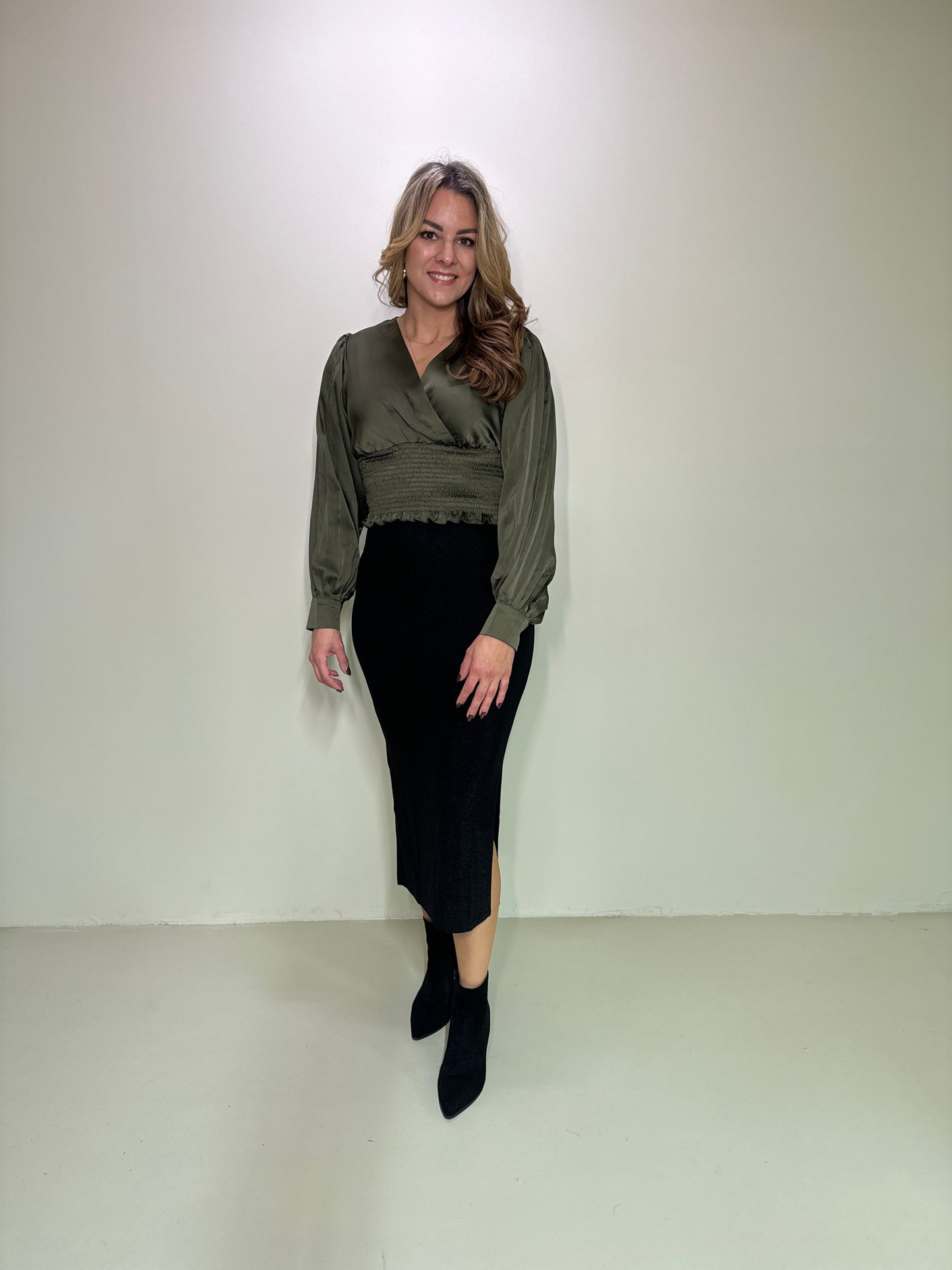 Satin Top Elle Groen