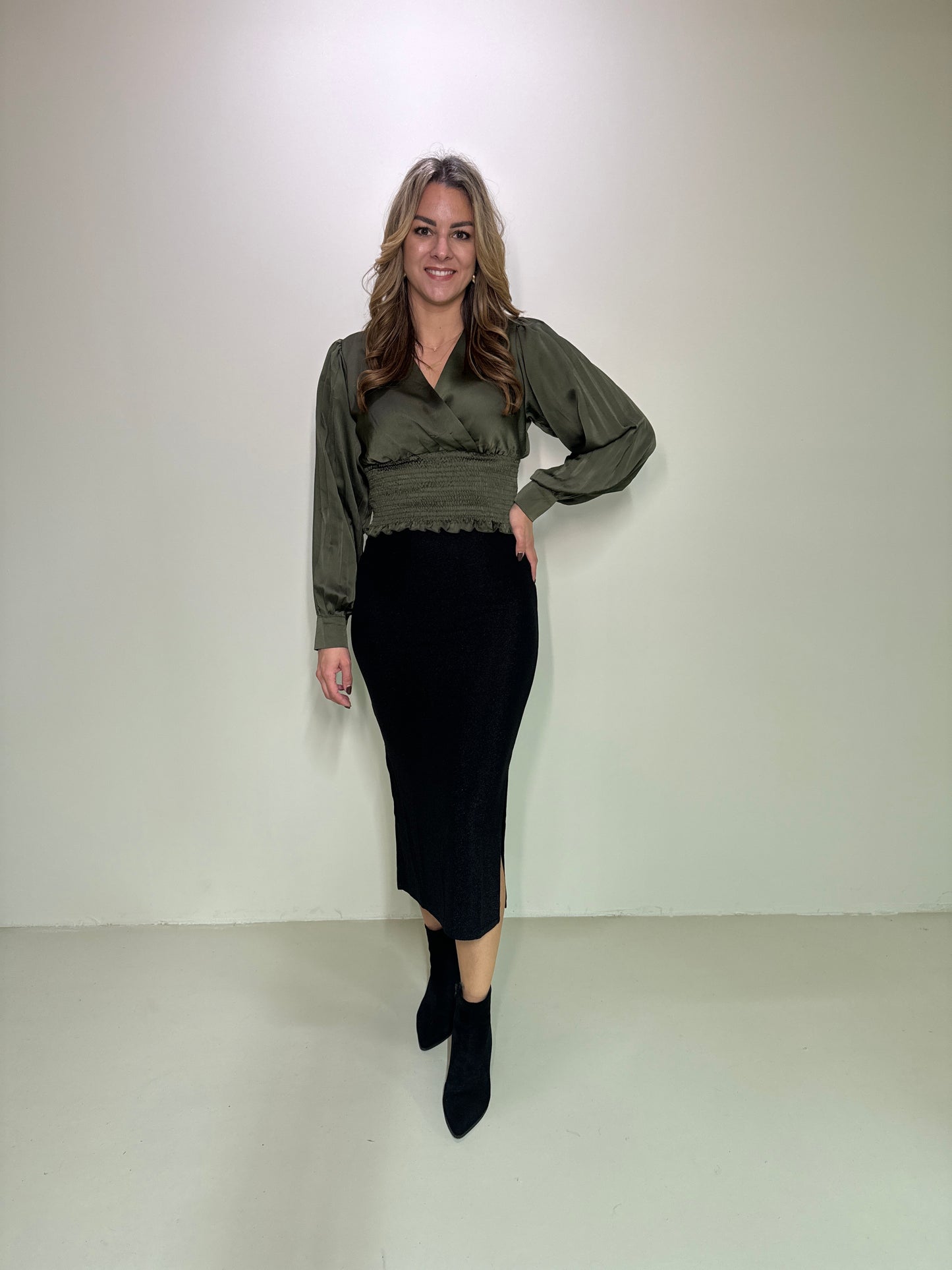 Satin Top Elle Groen