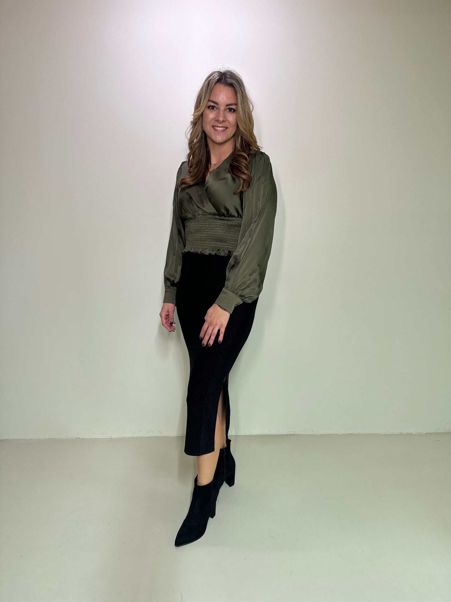 Satin Top Elle Groen