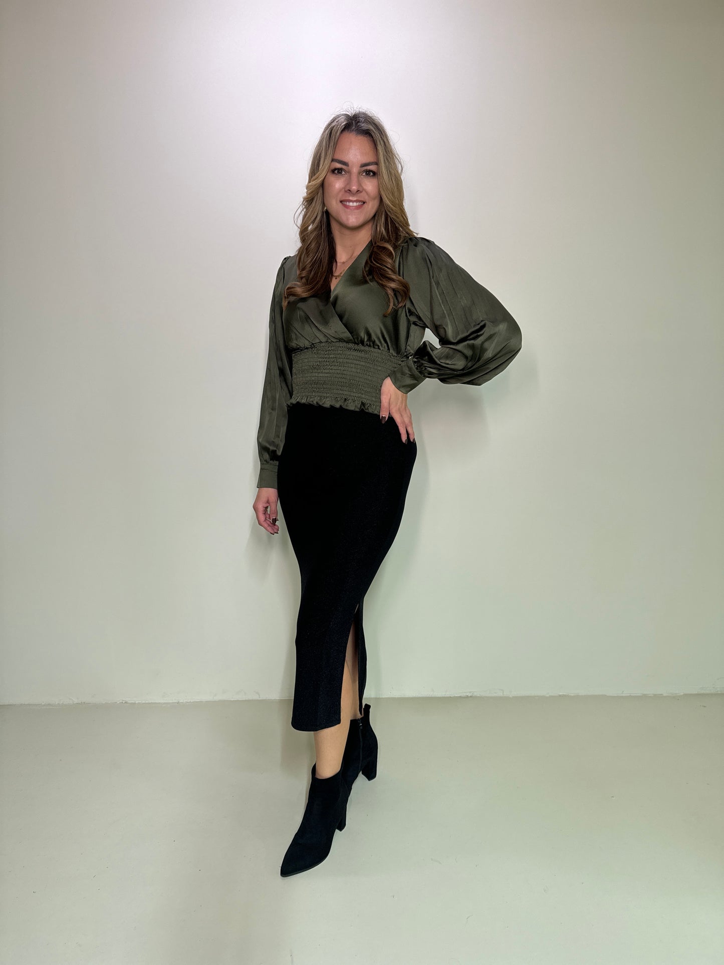 Satin Top Elle Groen