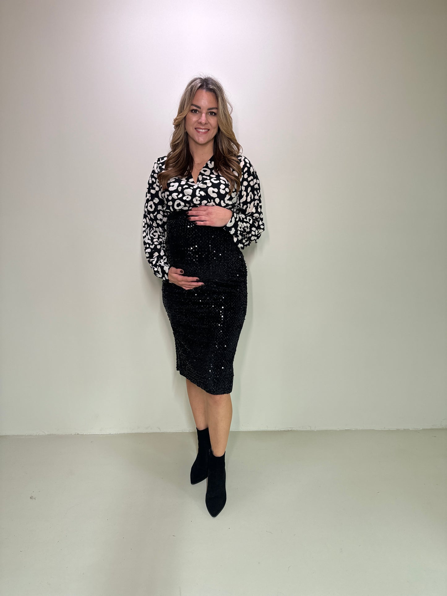 Satin Top Elle Zwart/Wit