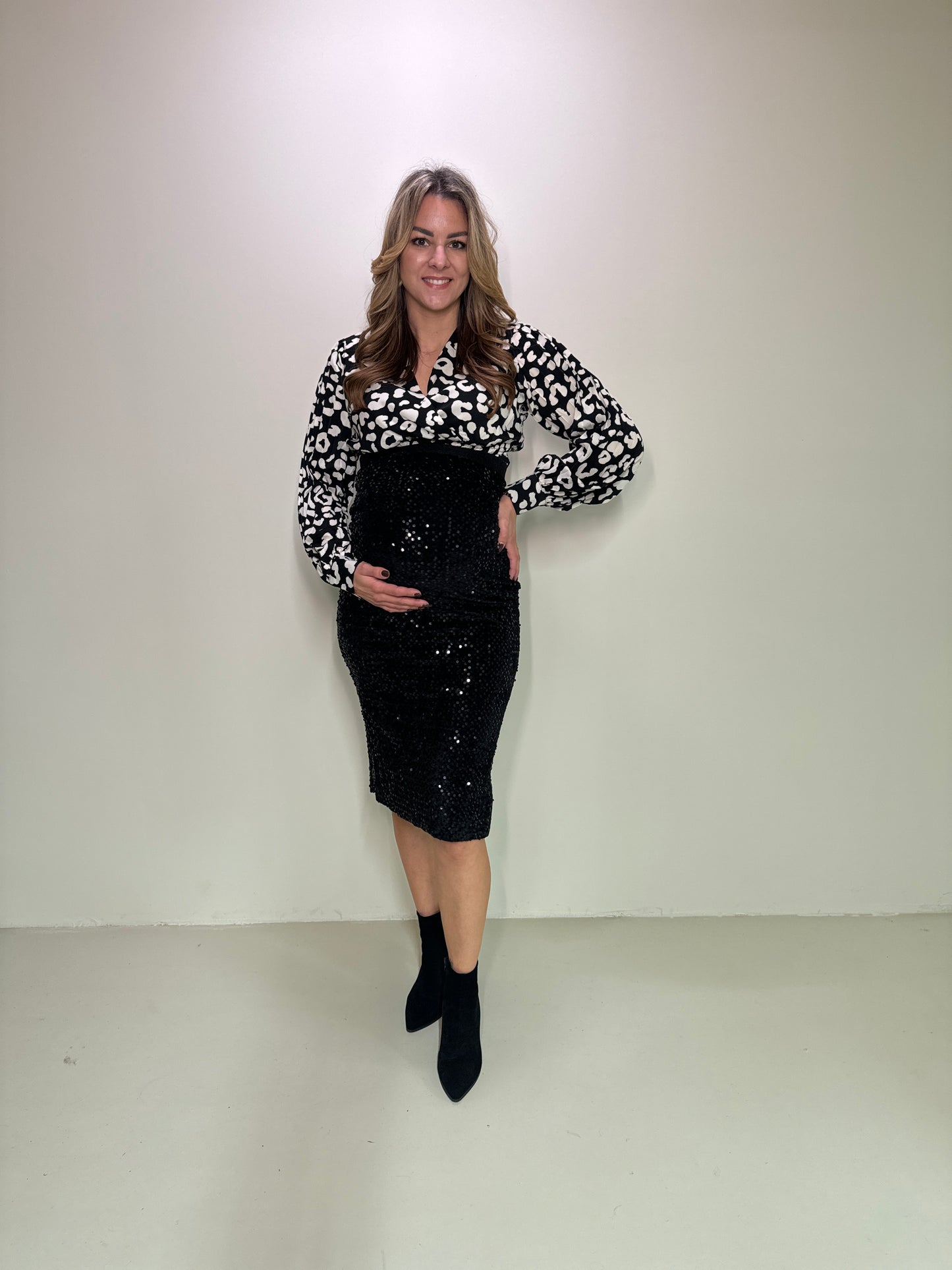 Satin Top Elle Zwart/Wit
