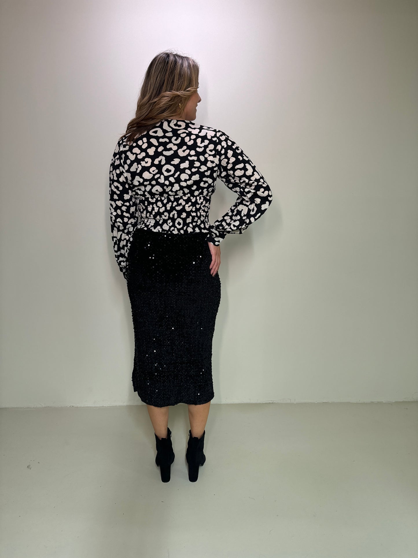 Satin Top Elle Zwart/Wit