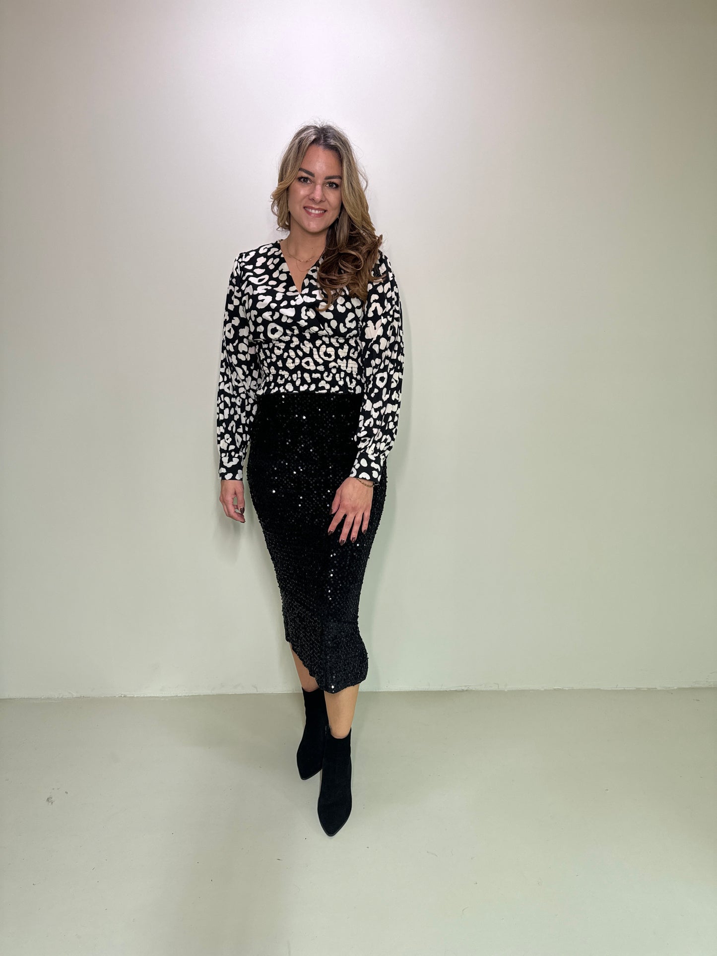 Satin Top Elle Zwart/Wit