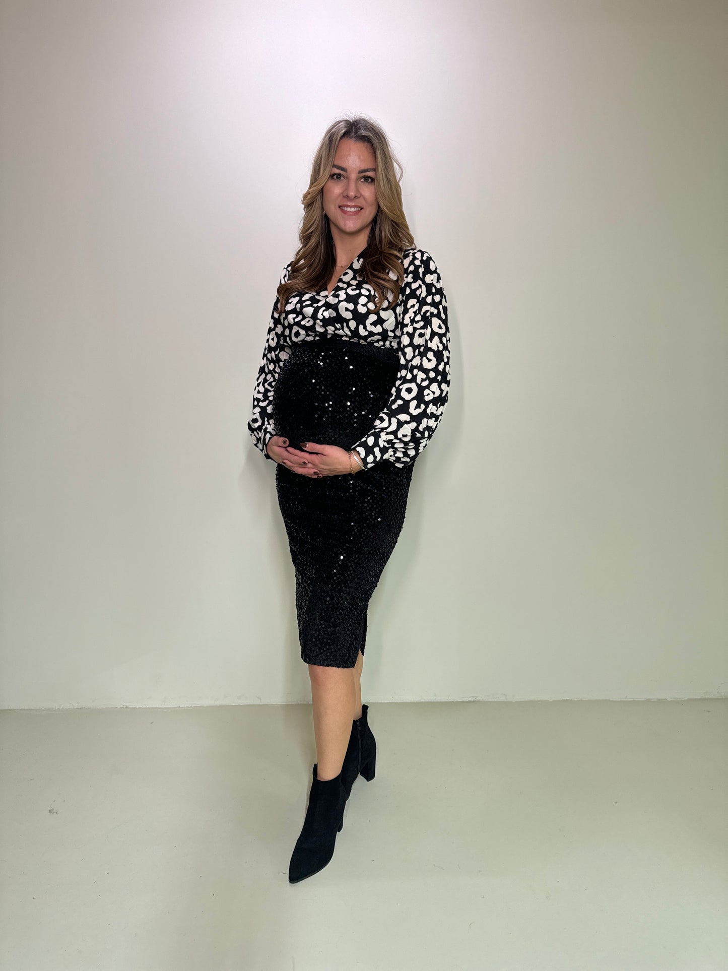 Satin Top Elle Zwart/Wit