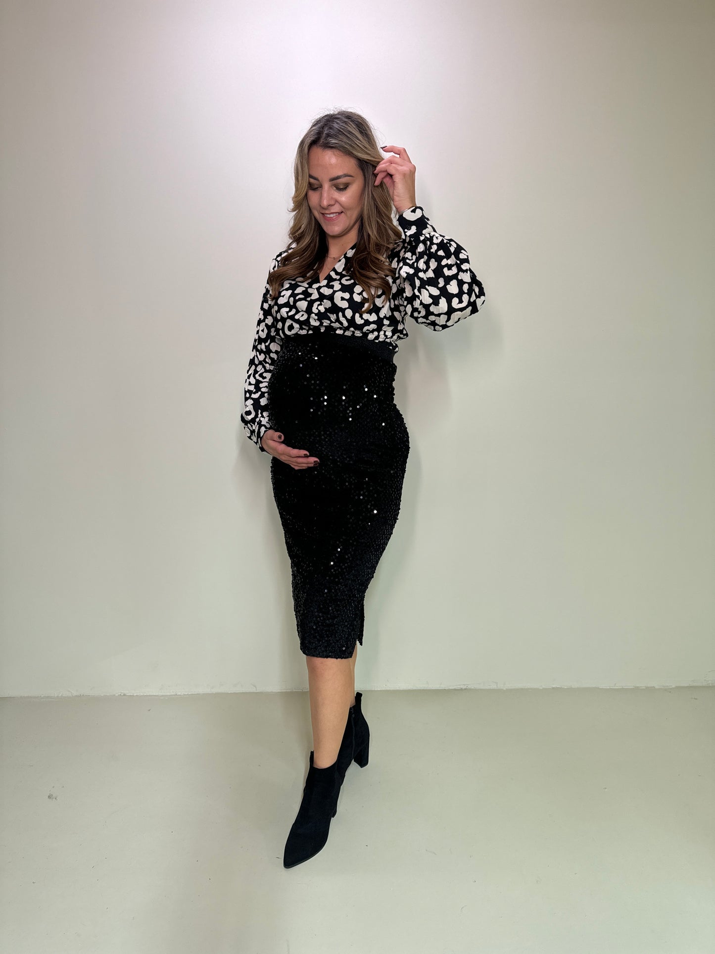Satin Top Elle Zwart/Wit
