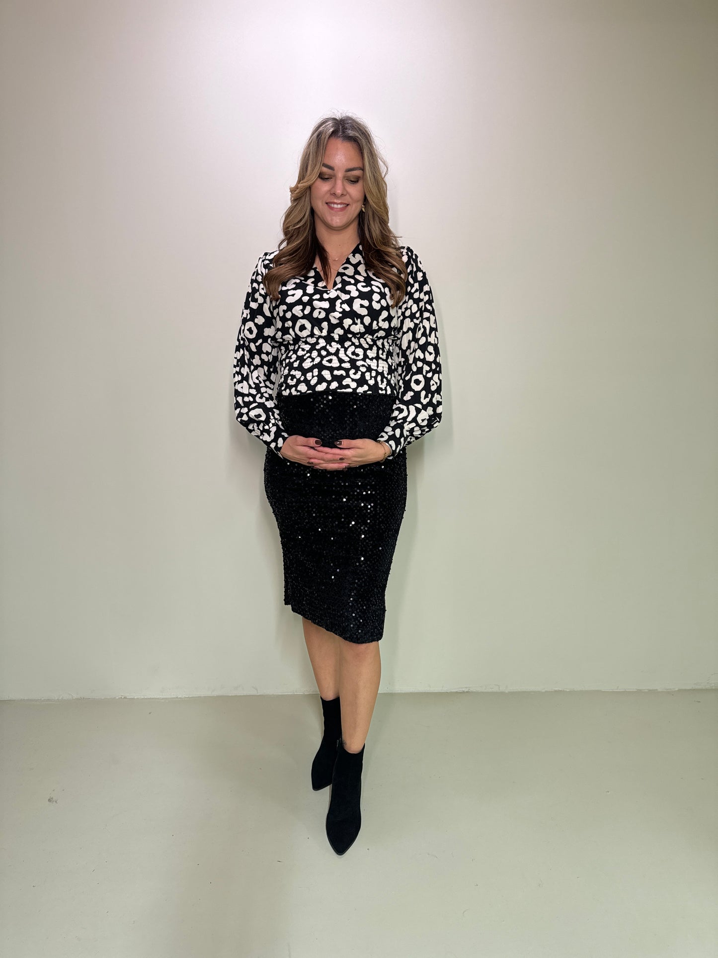 Satin Top Elle Zwart/Wit