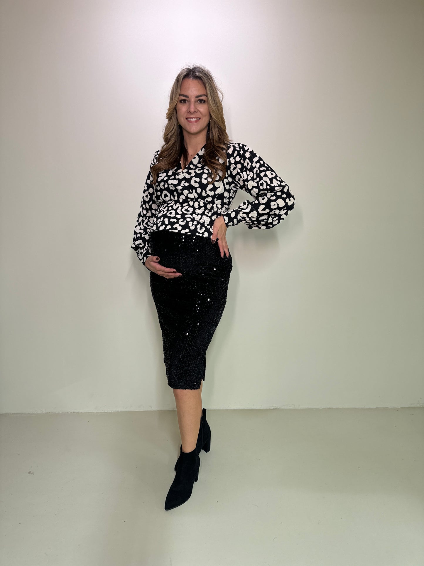 Satin Top Elle Zwart/Wit