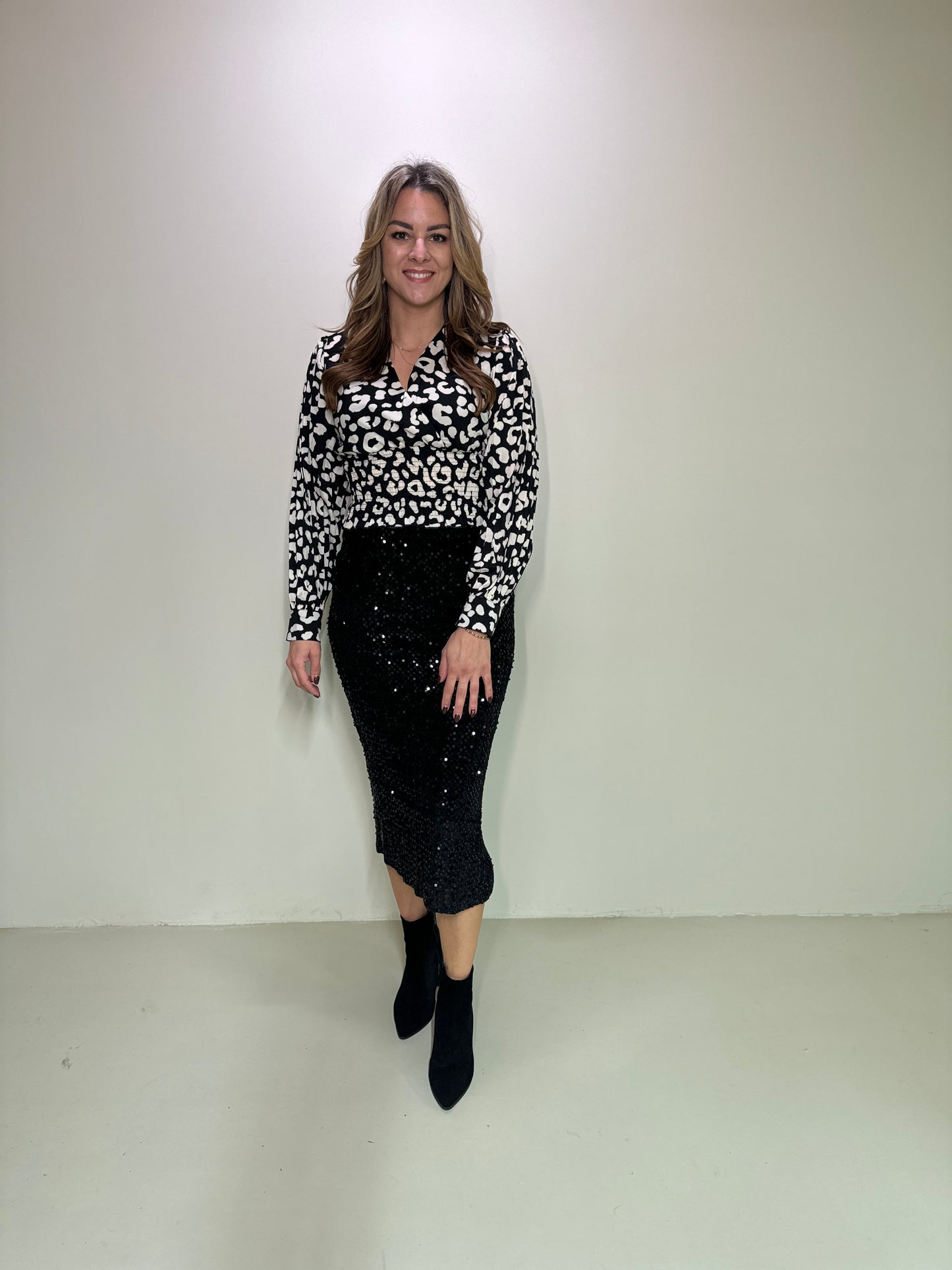 Satin Top Elle Zwart/Wit
