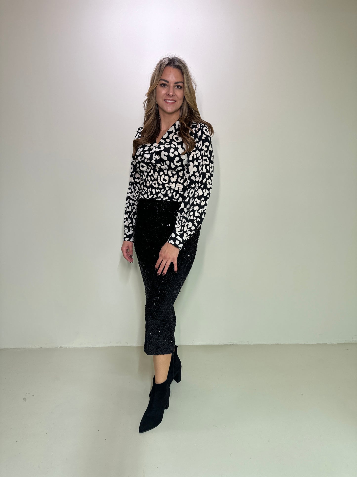 Satin Top Elle Zwart/Wit