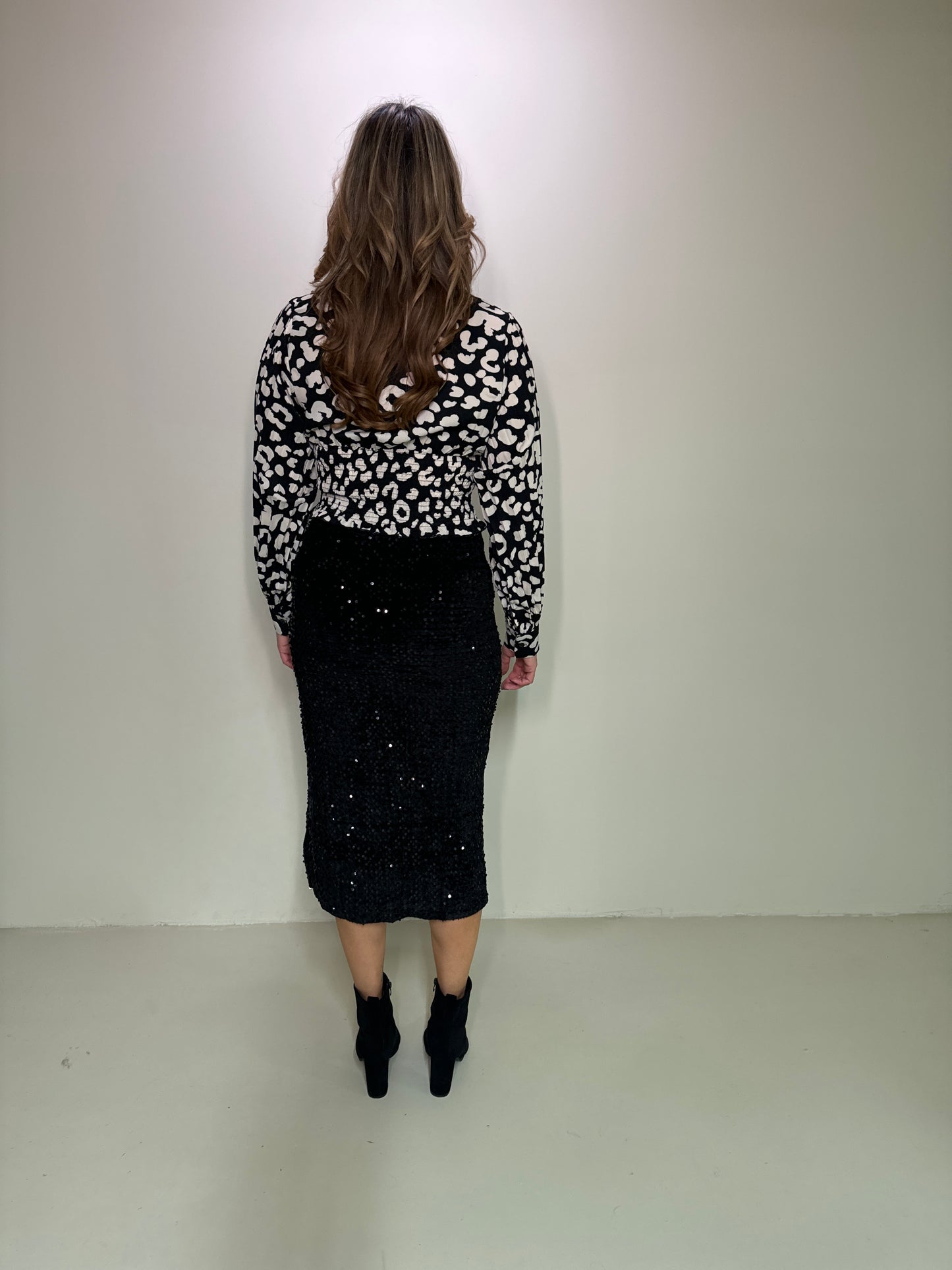 Satin Top Elle Zwart/Wit