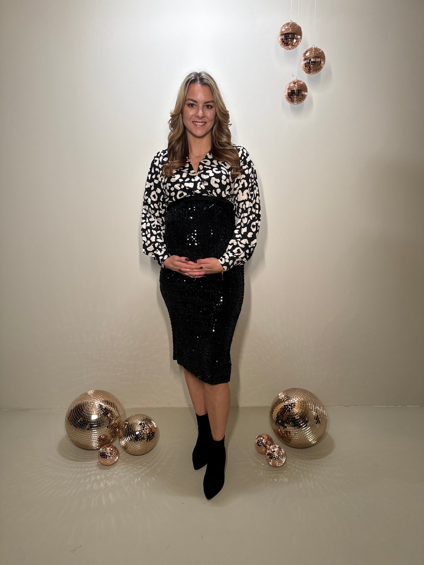 Satin Top Elle Zwart/Wit