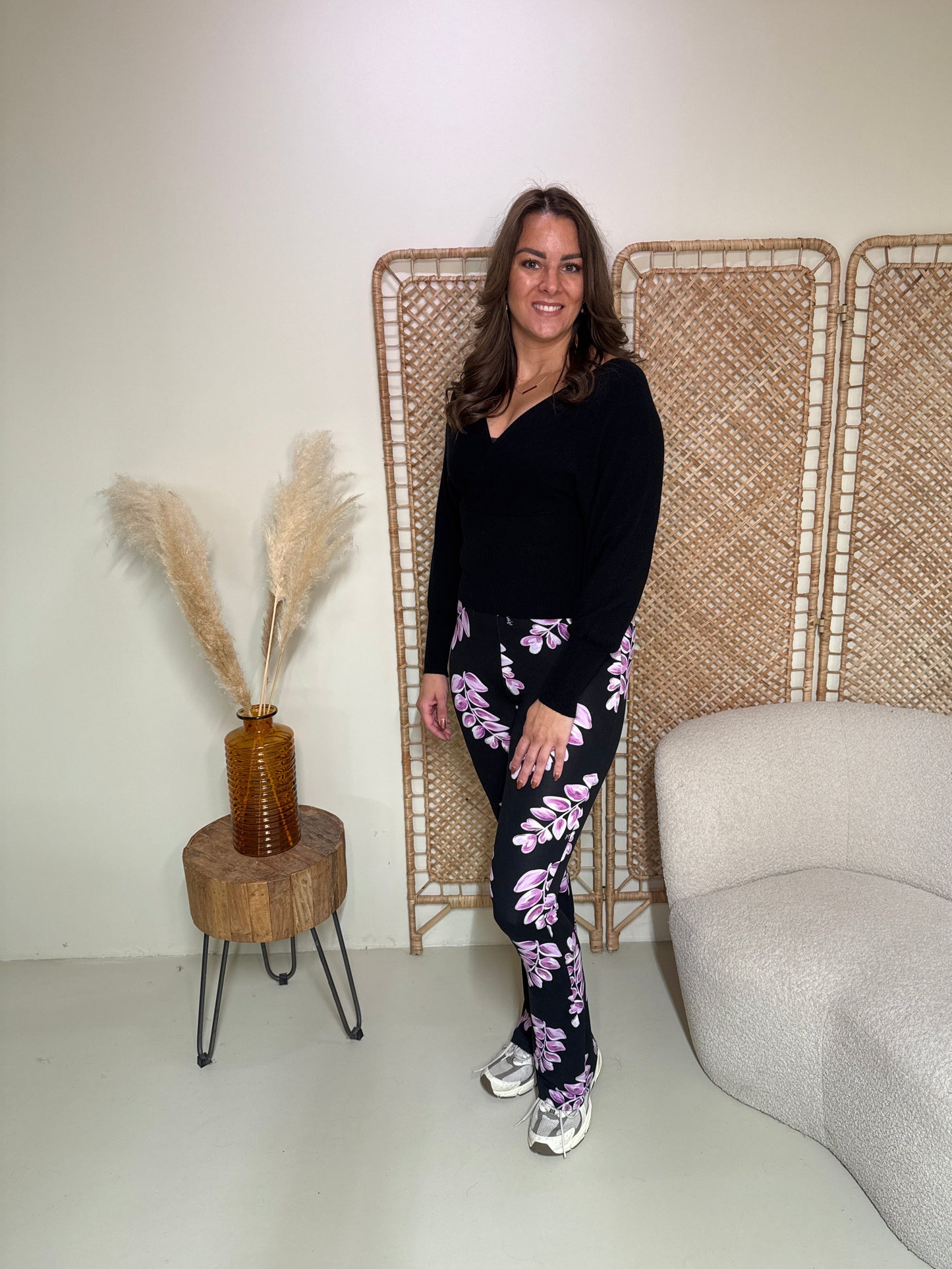 Soft Flare Legging Livia Leaves Zwart