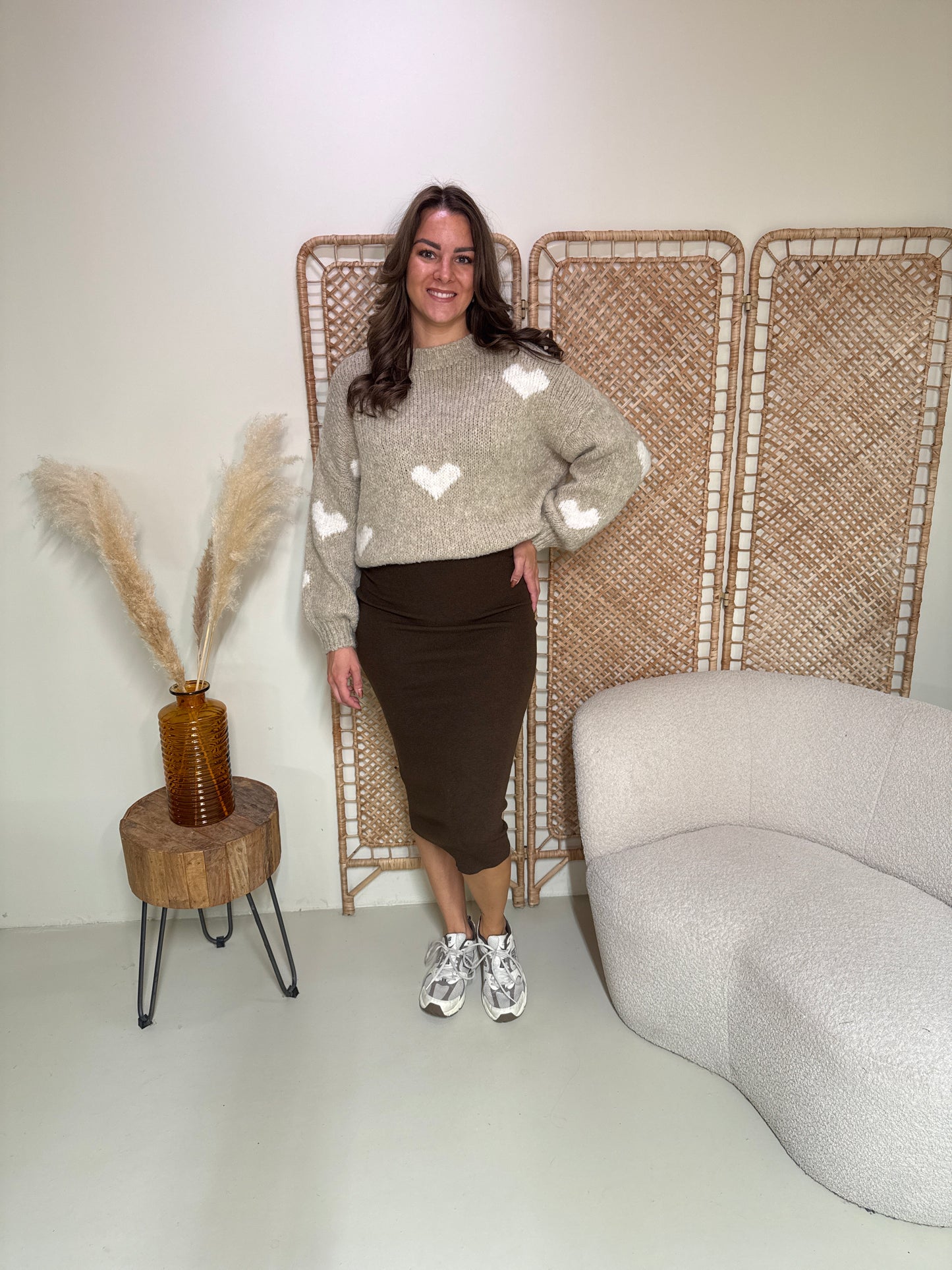 Trui Hearts Beige
