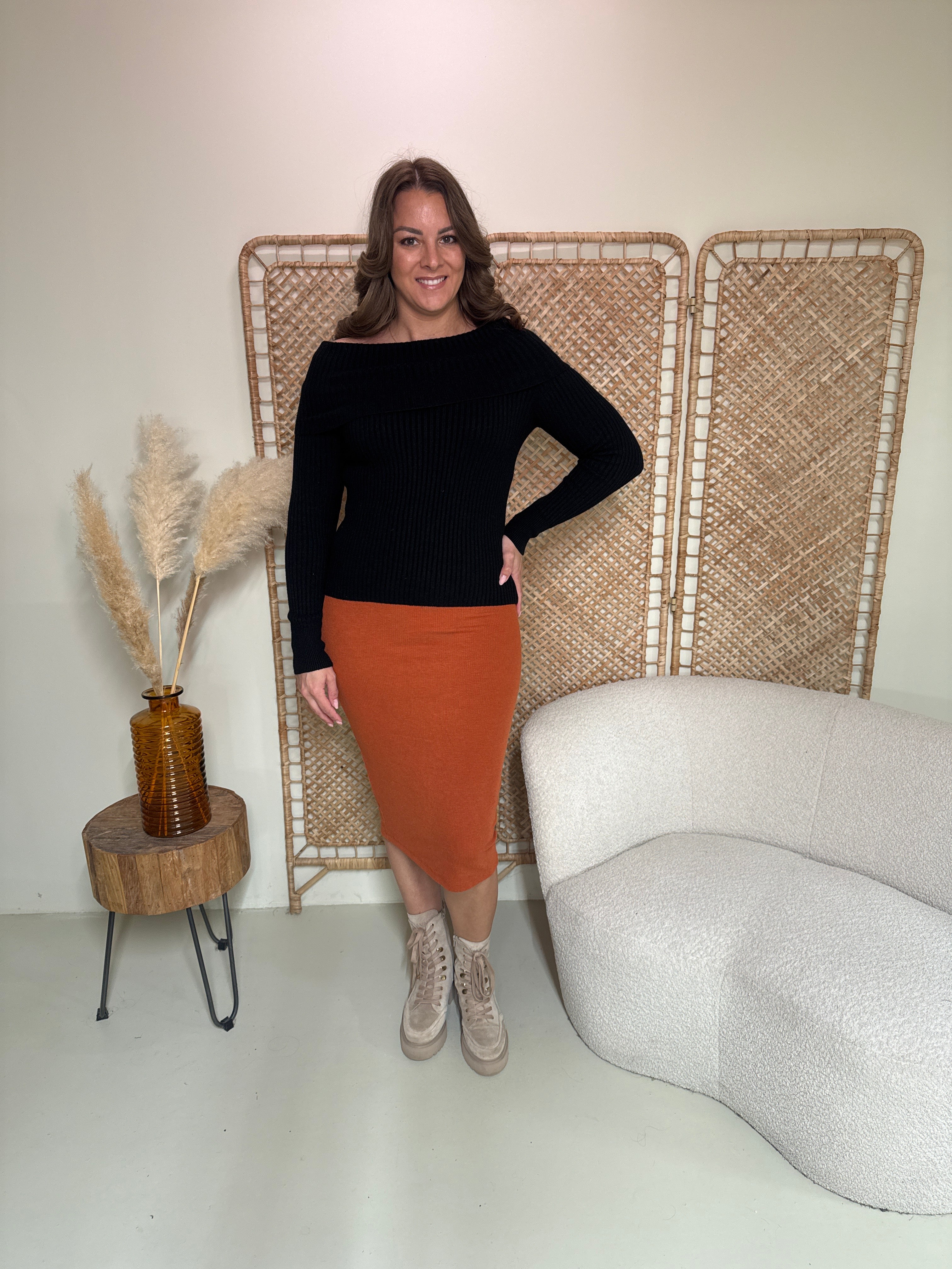 Trui Off-Shoulder Zwart