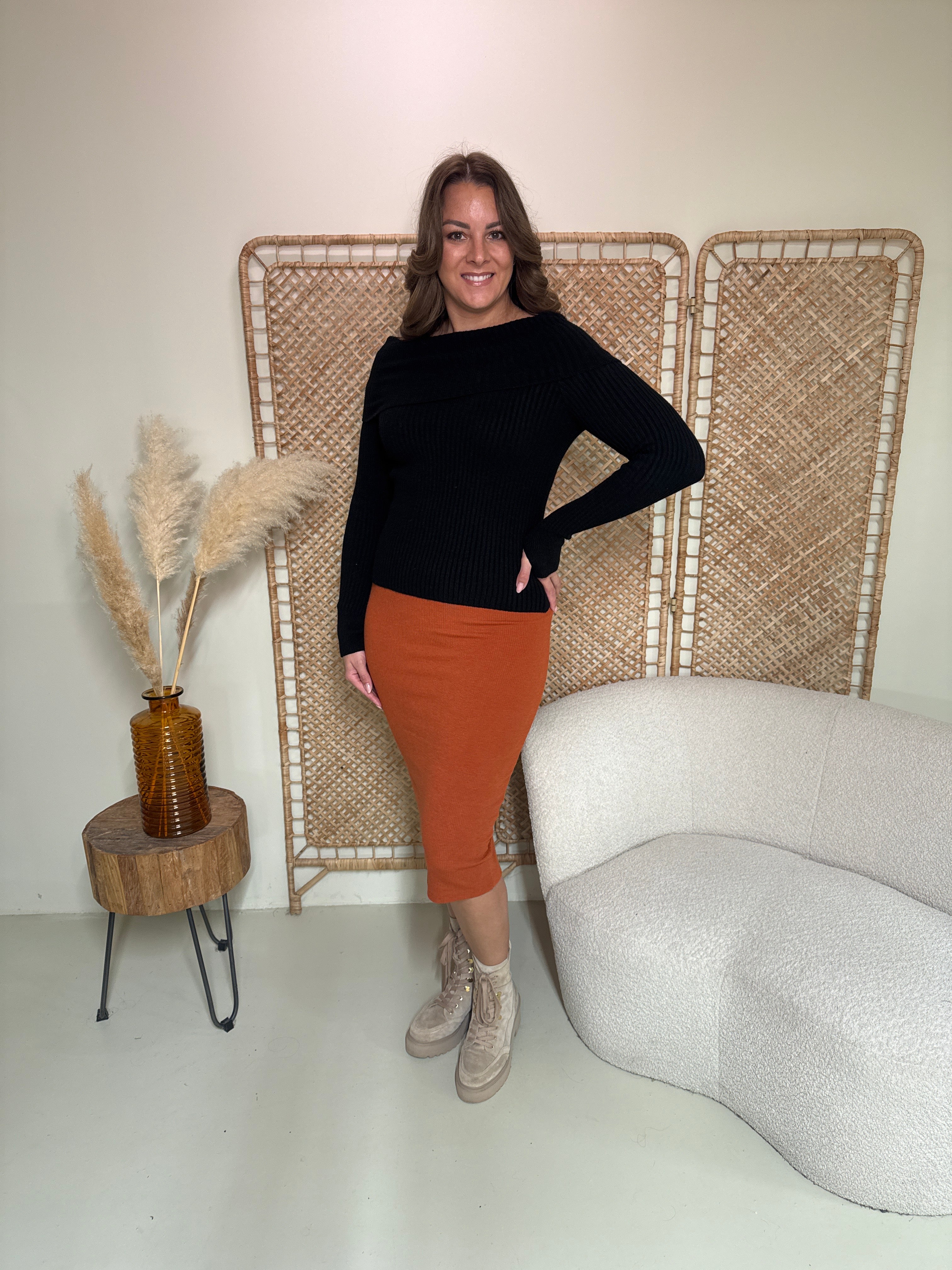 Trui Off-Shoulder Zwart