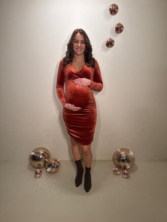 JF Exclusive Jurk Charlie Velvet Roest