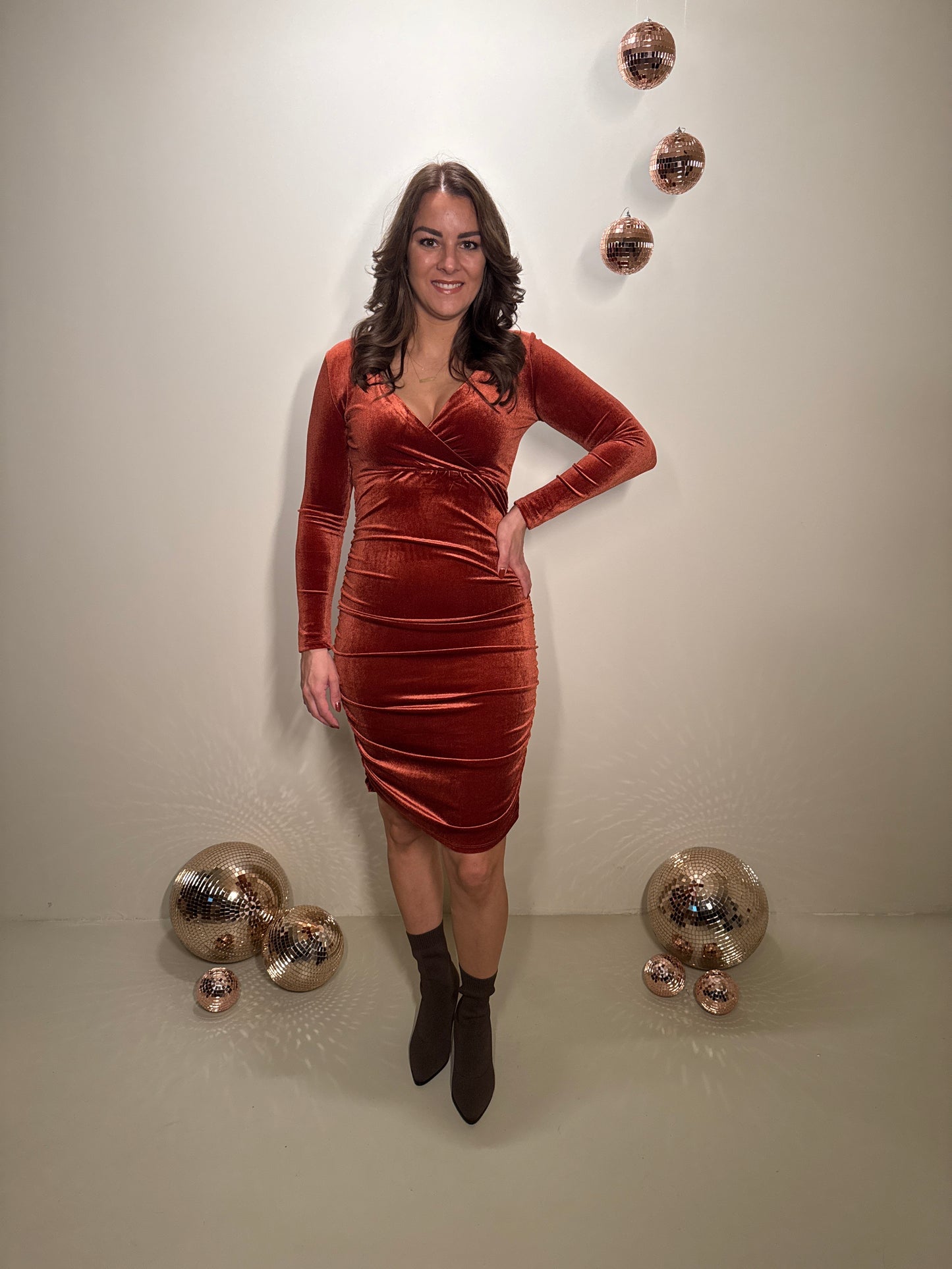 JF Exclusive Jurk Charlie Velvet Roest