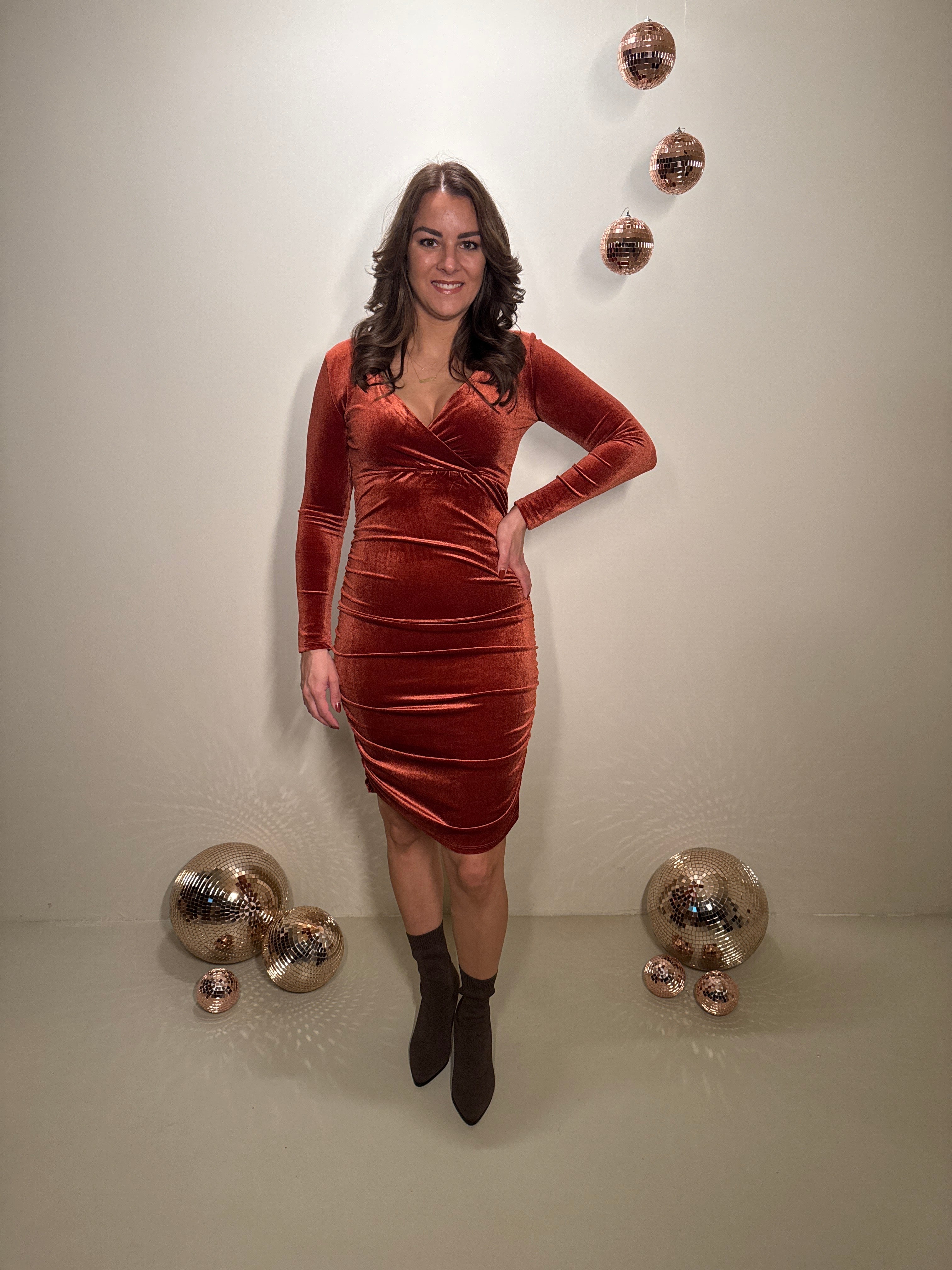 JF Exclusive Kleid Charlie Samt Rost