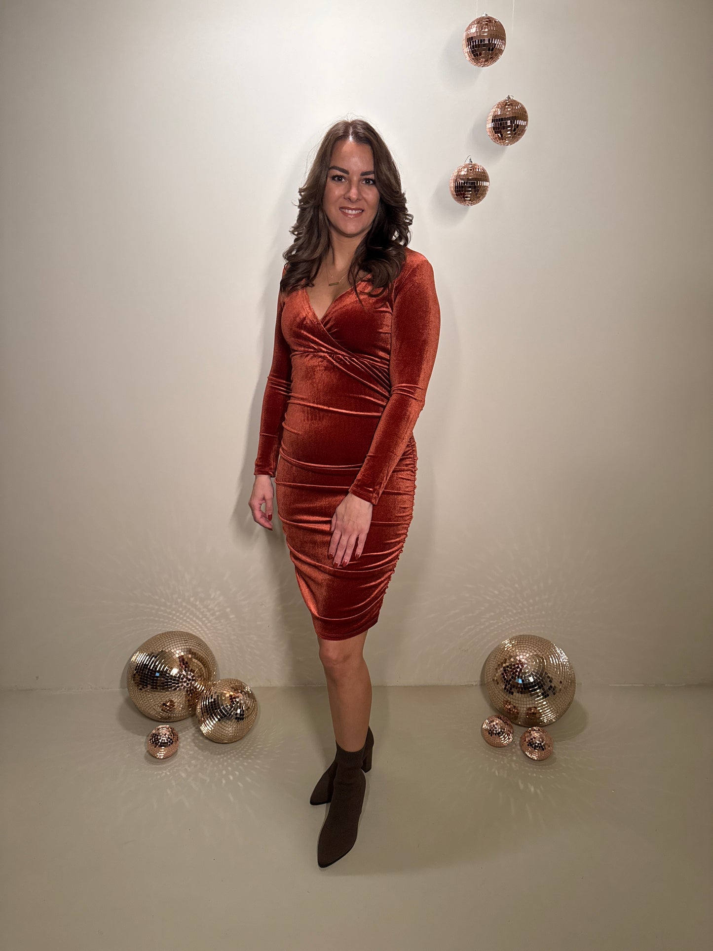 JF Exclusive Jurk Charlie Velvet Roest