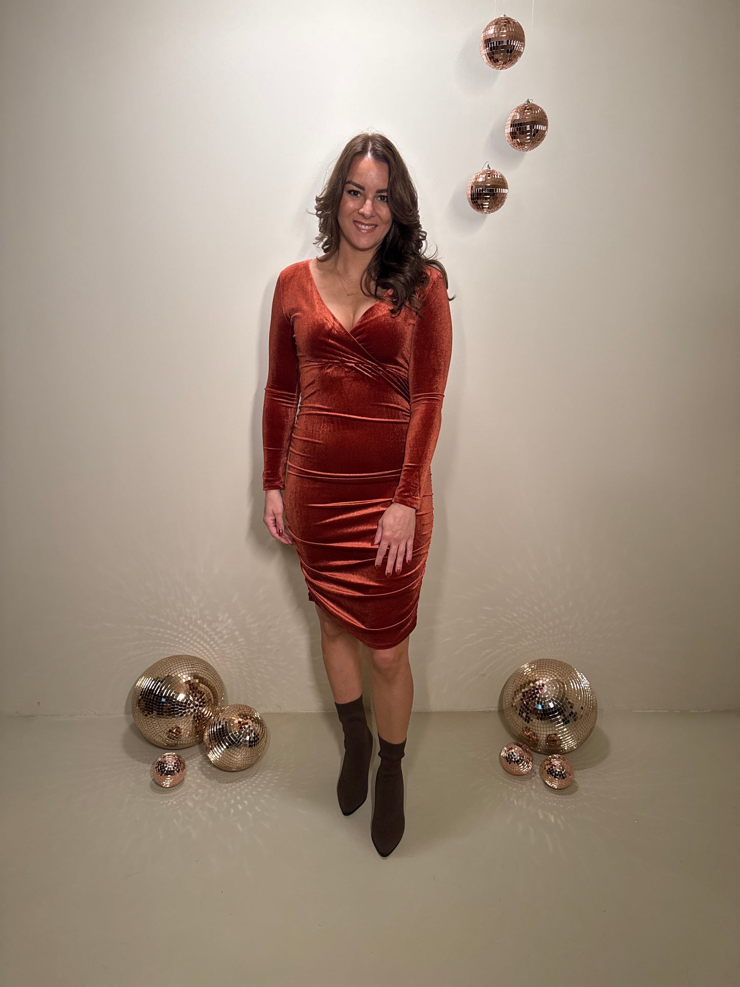 JF Exclusive Jurk Charlie Velvet Roest