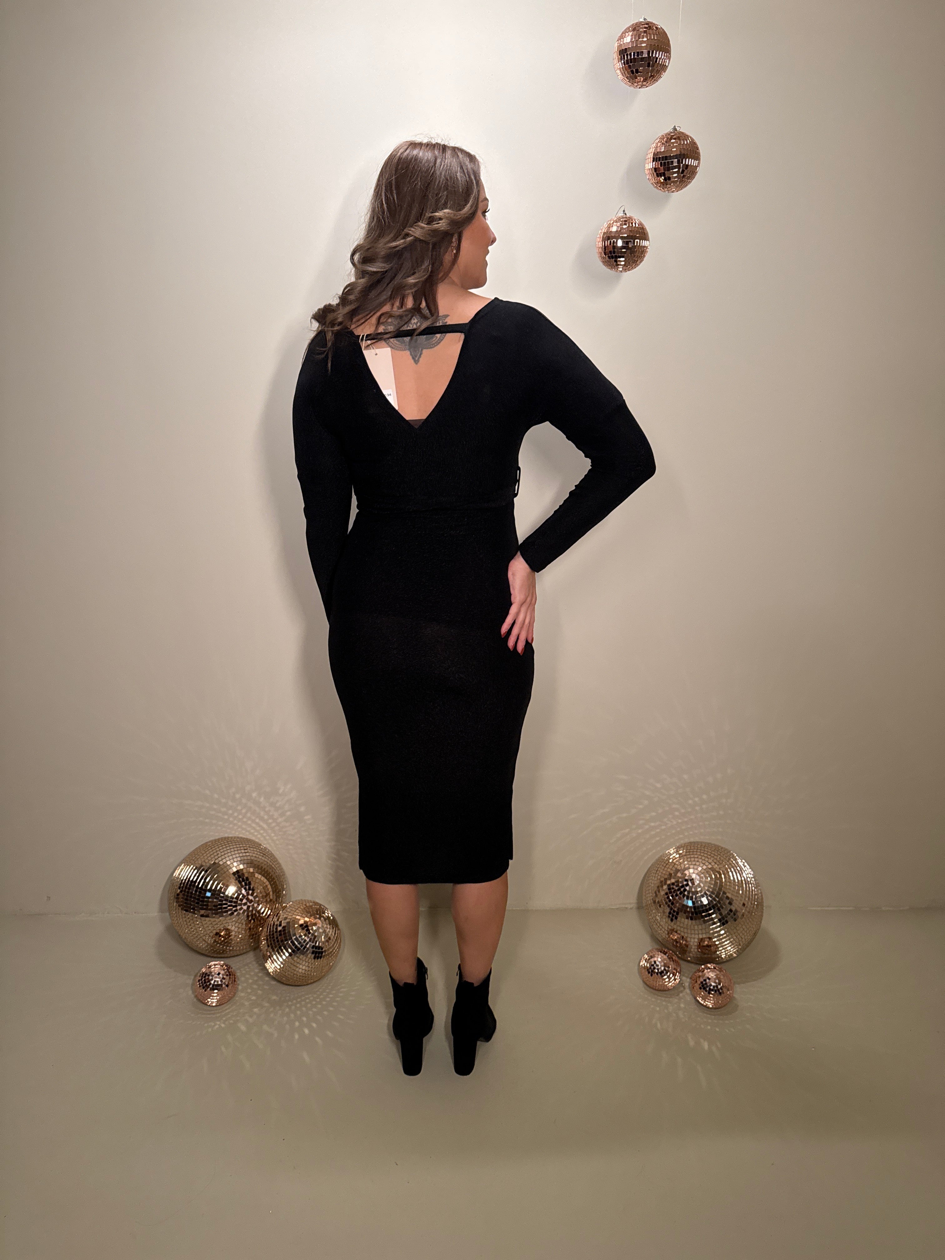 JF Exclusive Elin Glitter Jurk Zwart