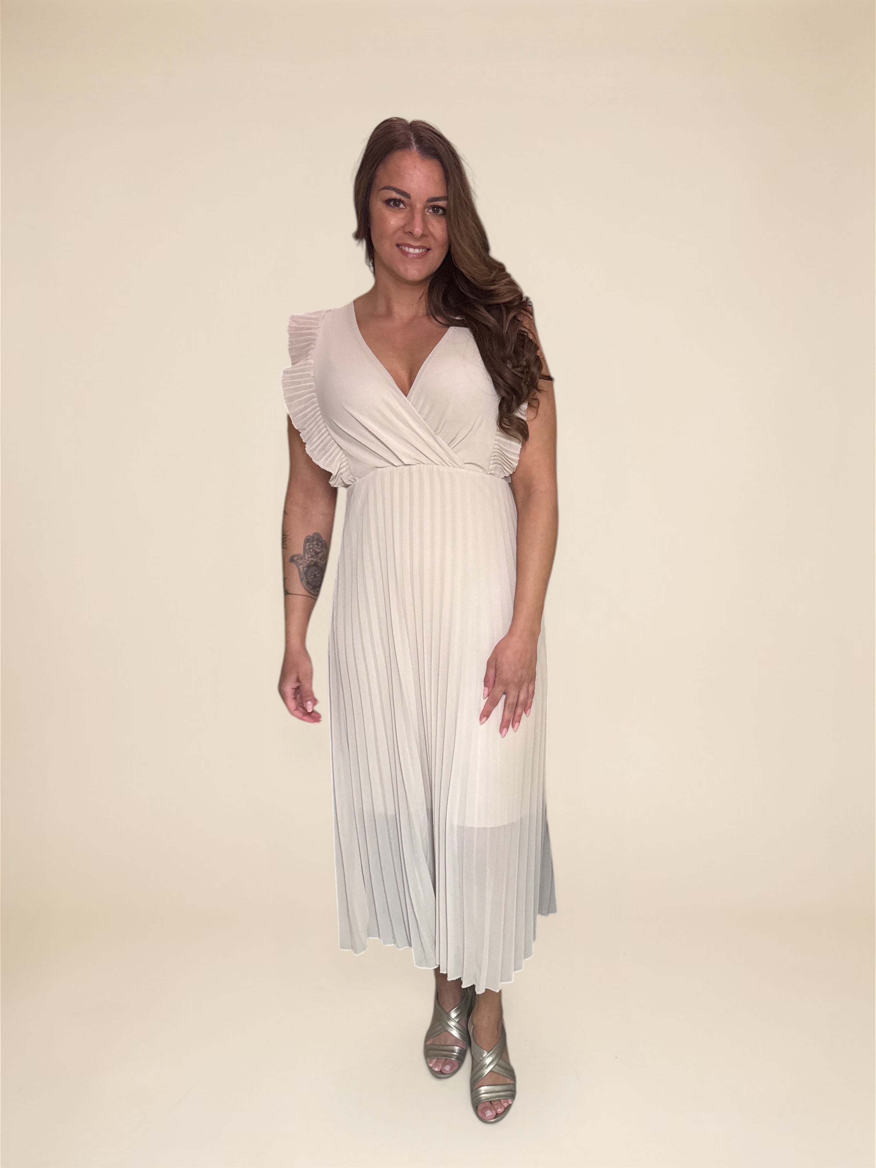 Plissé Jurk Ise Beige