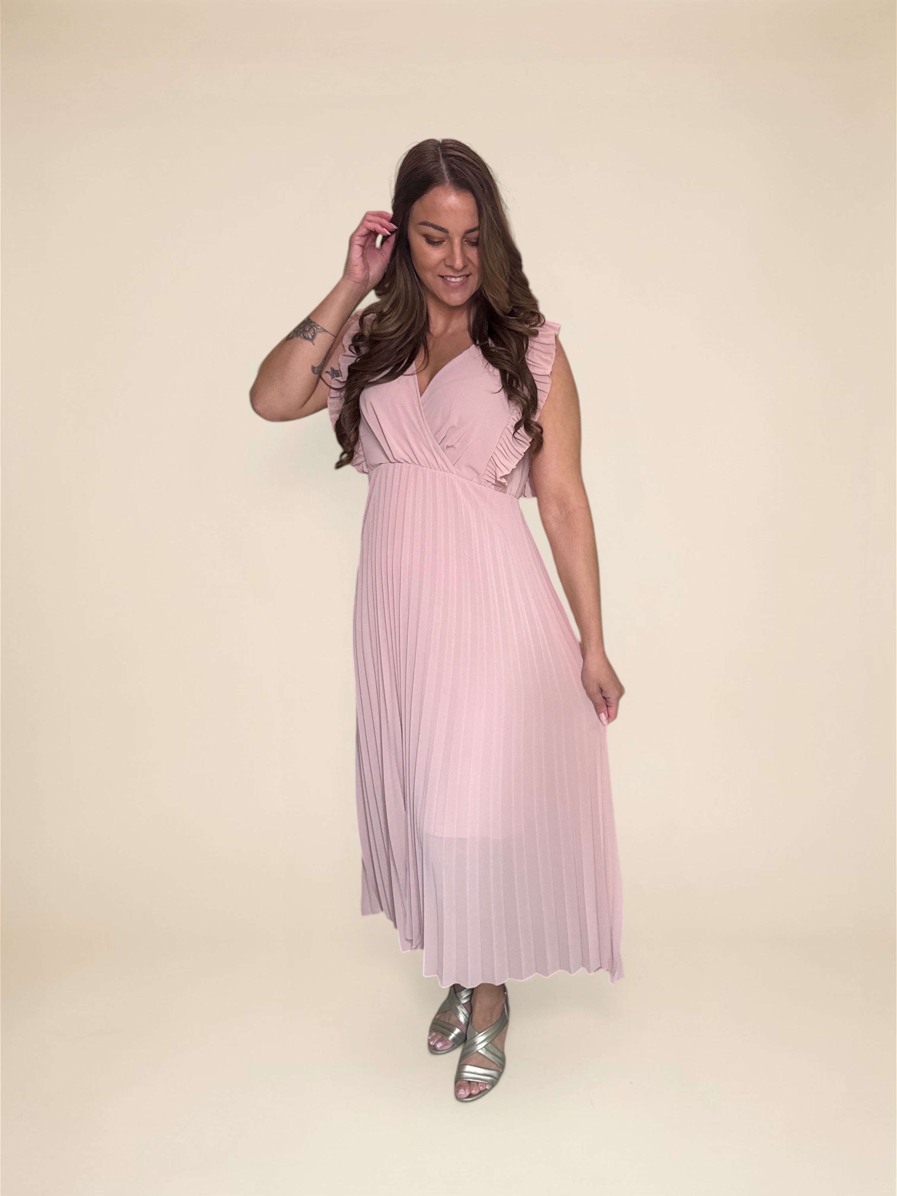 Plissé Jurk Ise Poeder roze