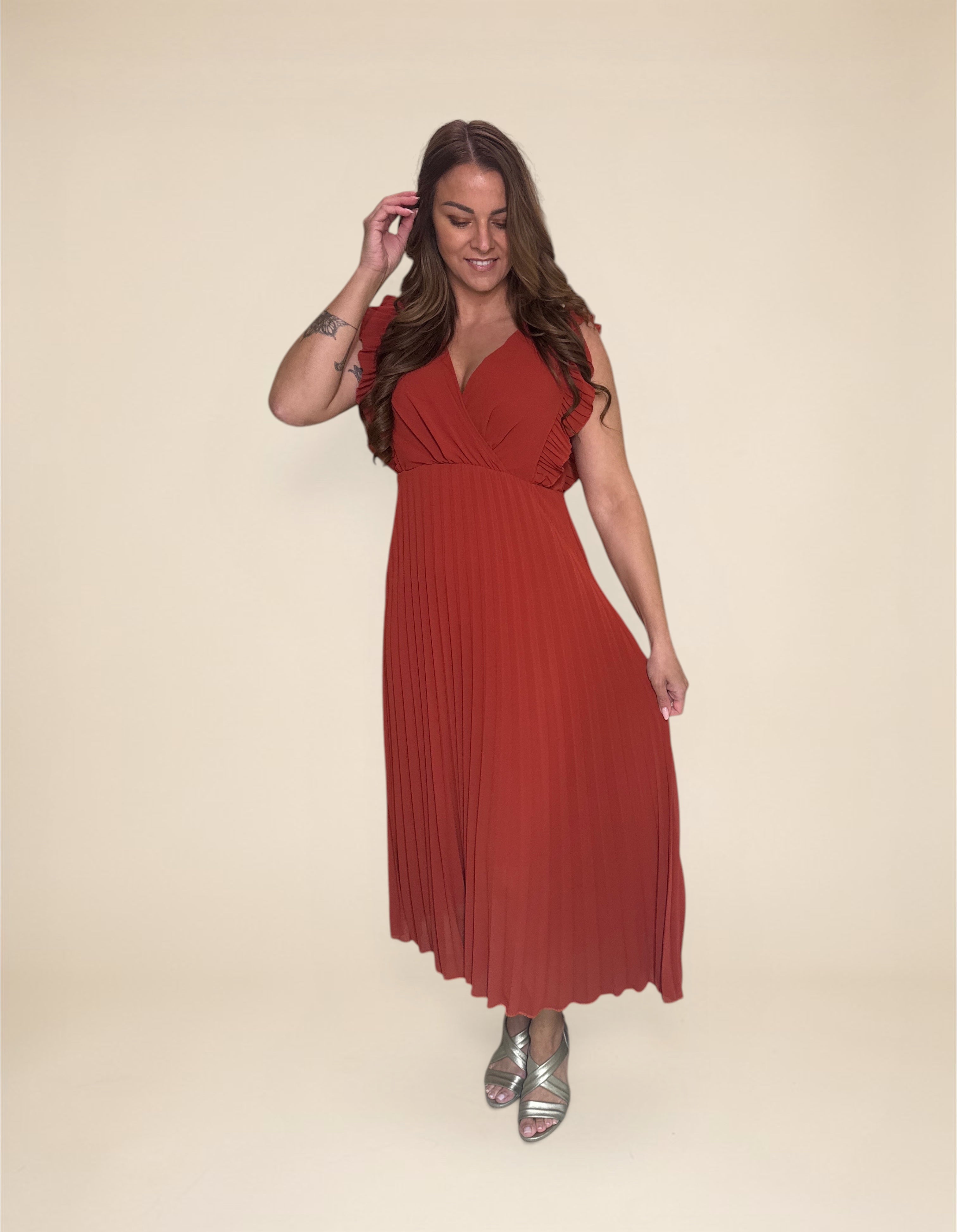 Plissé Jurk Ise Roest