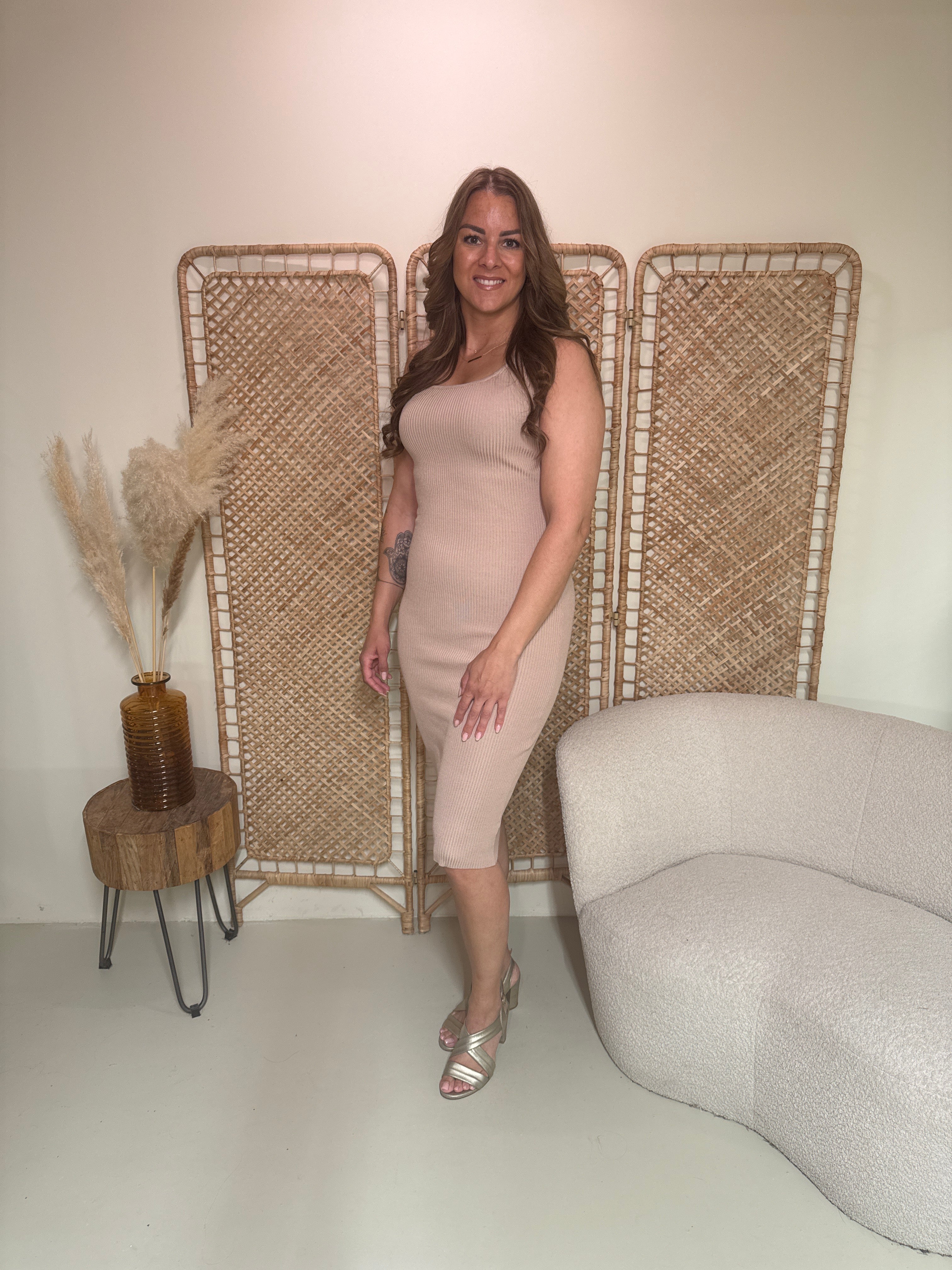 Rippenkleid Juul Beige