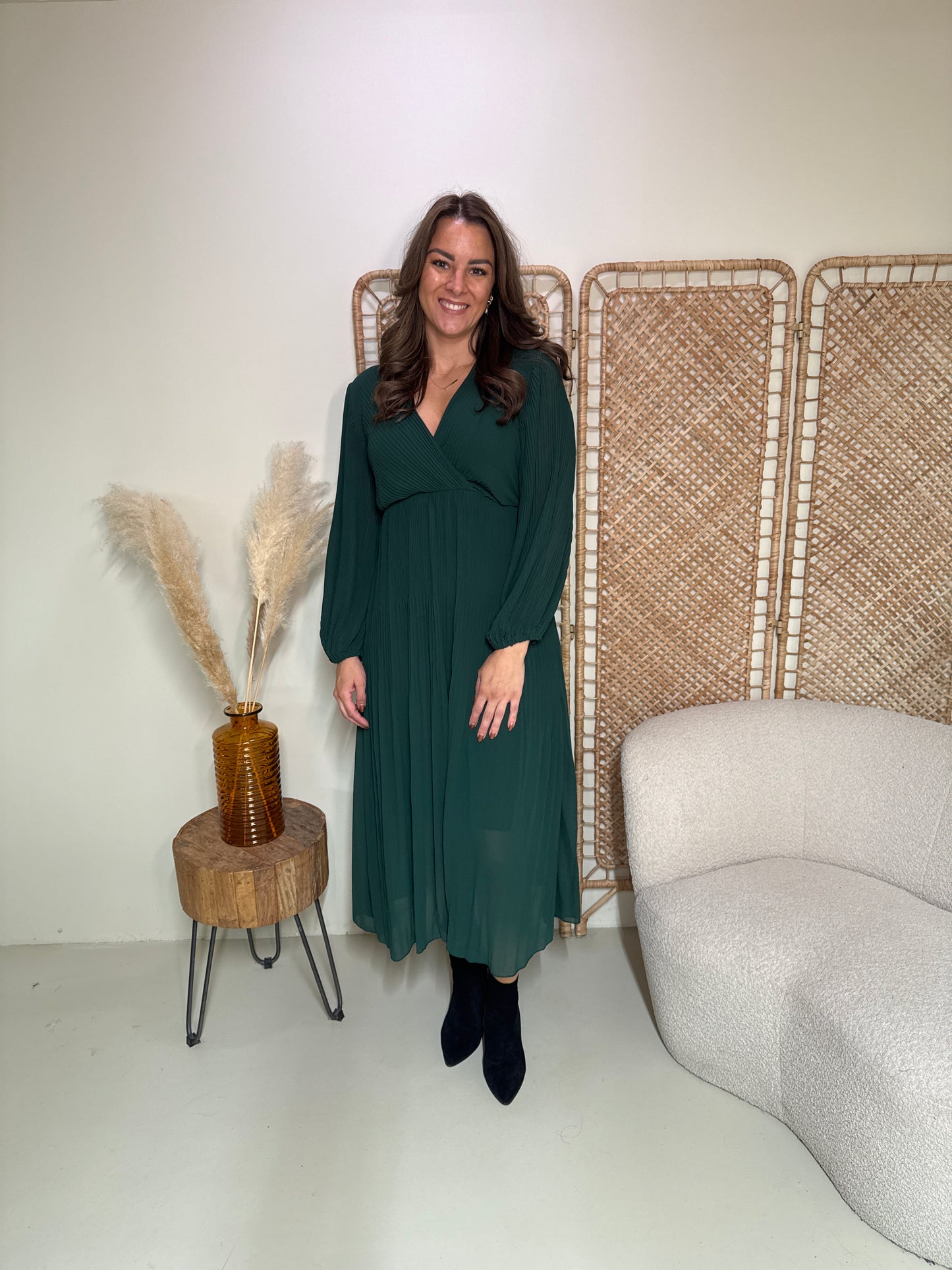 Plissé Jurk Linde Groen