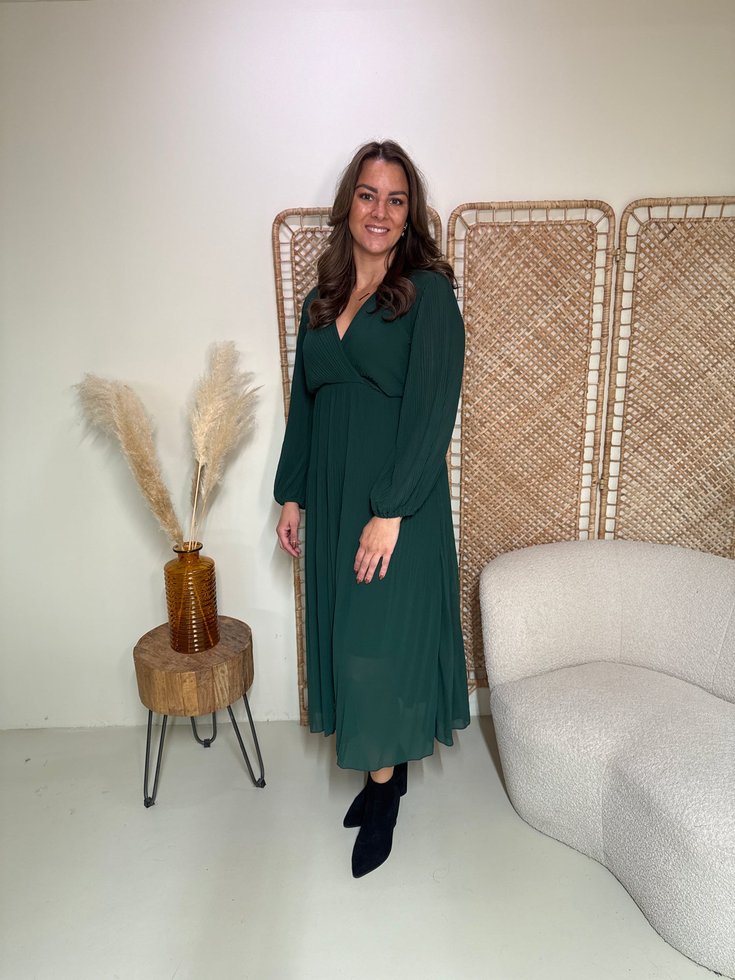 Plissé Jurk Linde Groen