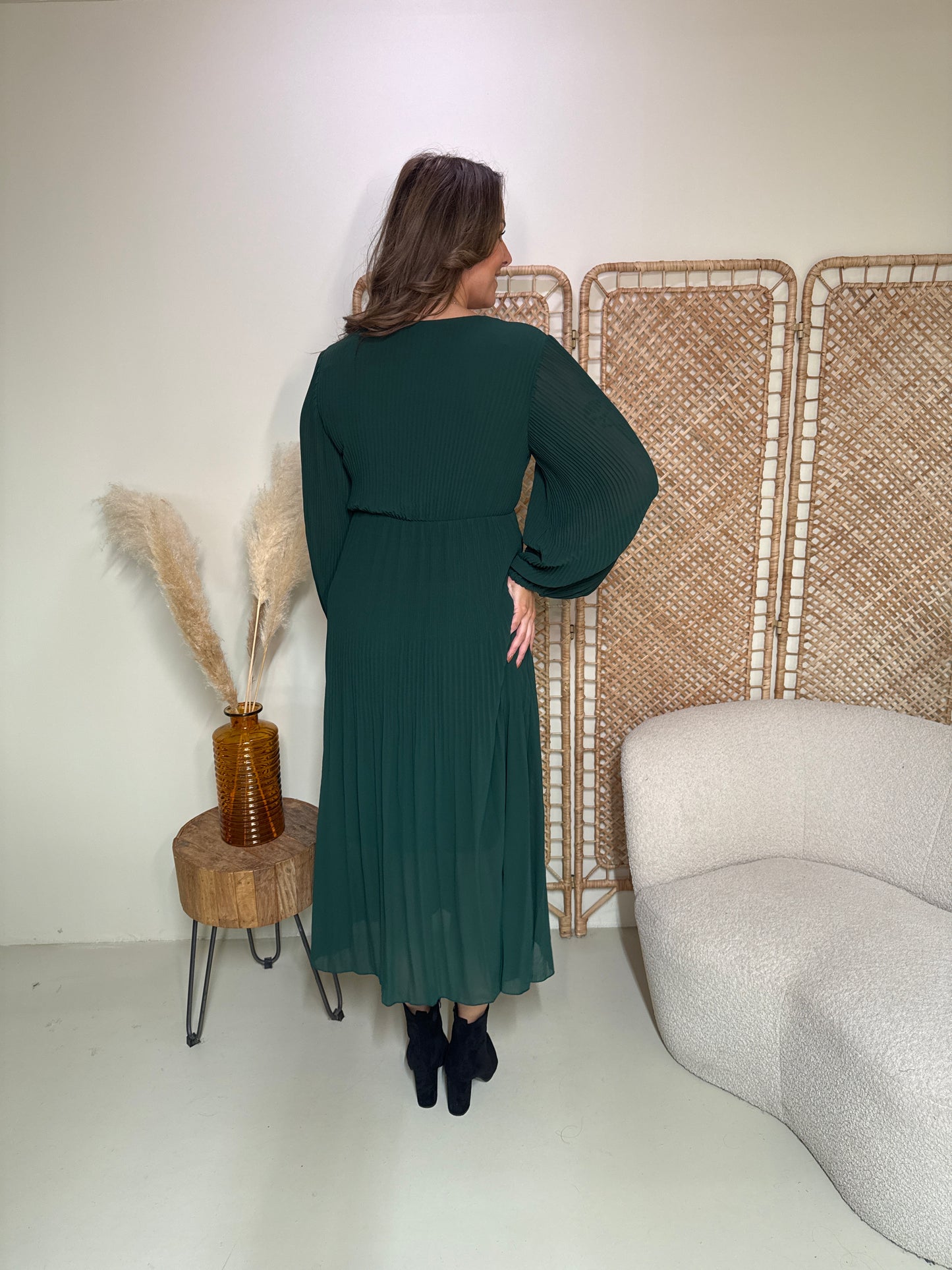 Plissé Jurk Linde Groen