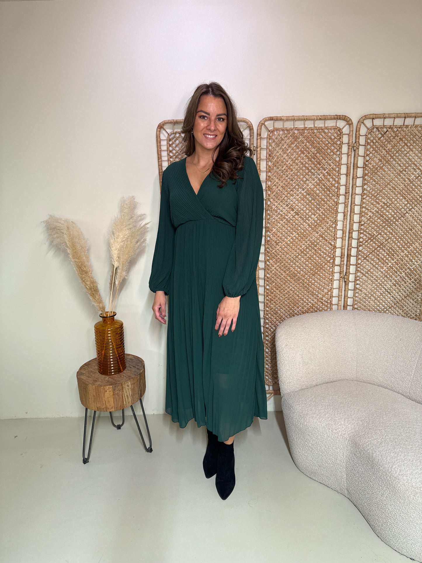 Plissé Jurk Linde Groen