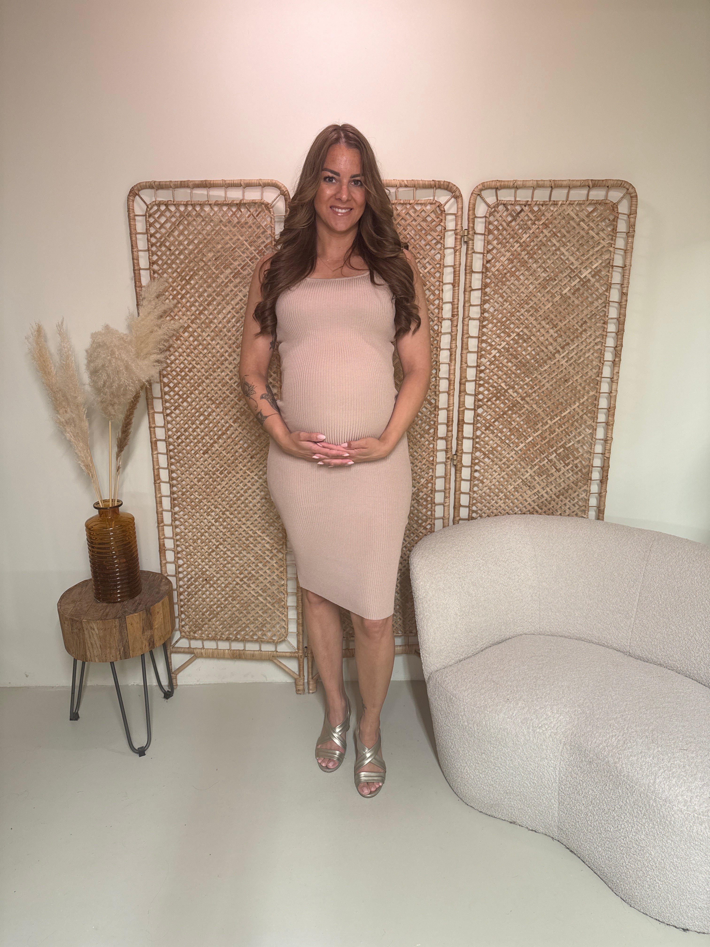 Rippenkleid Juul Beige